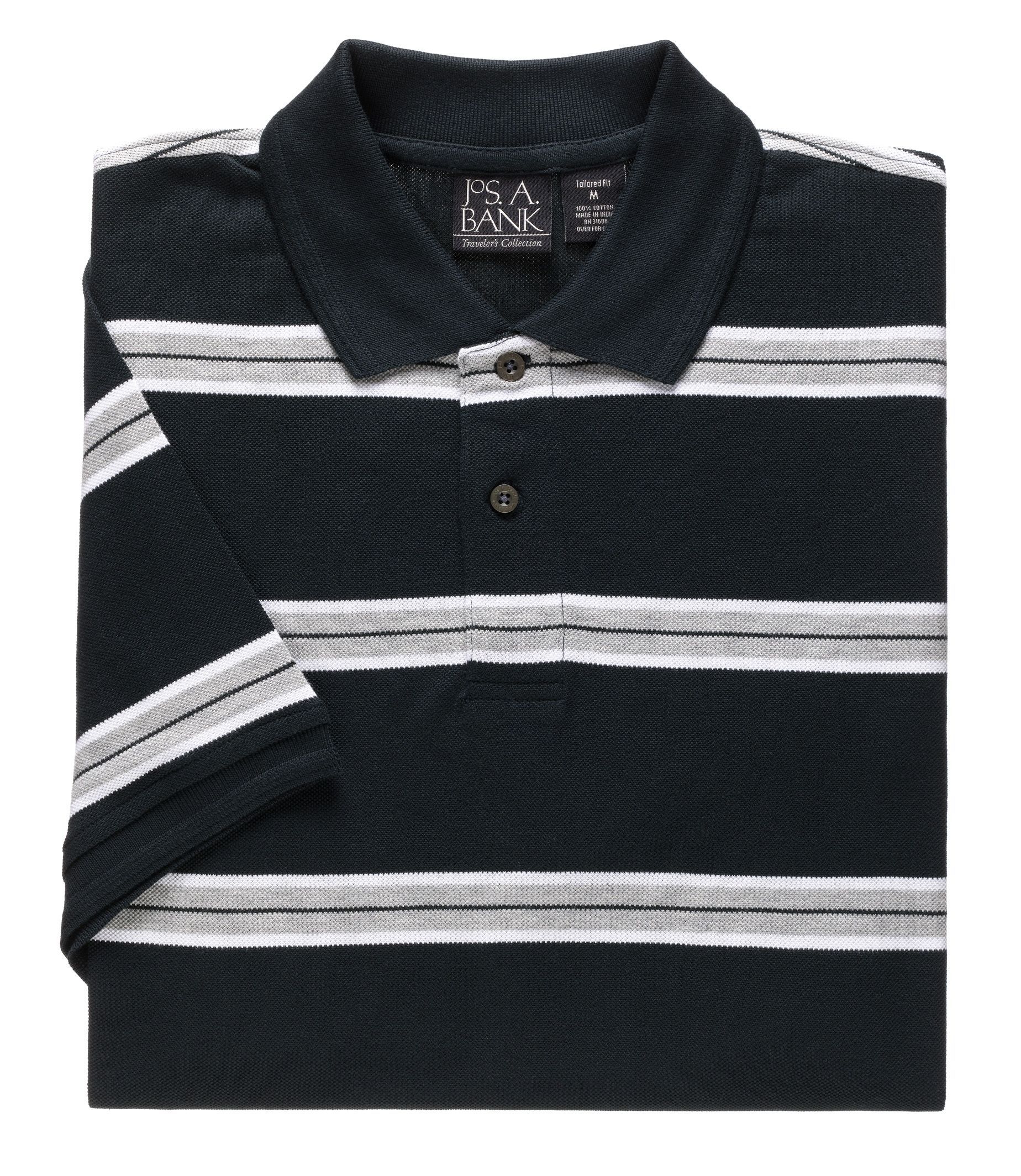Traveler Striped Short Sleeve Patterned Polo Big/Tall