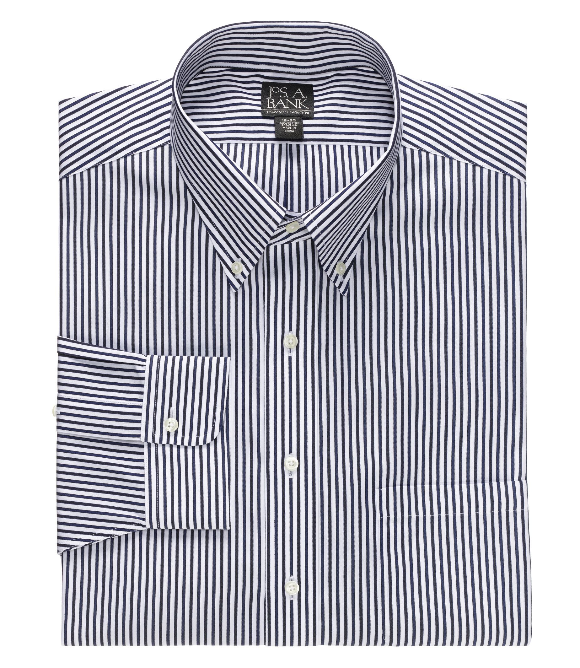 Traveler Tailored Fit Patterned Buttondown Collar Dress Shirt