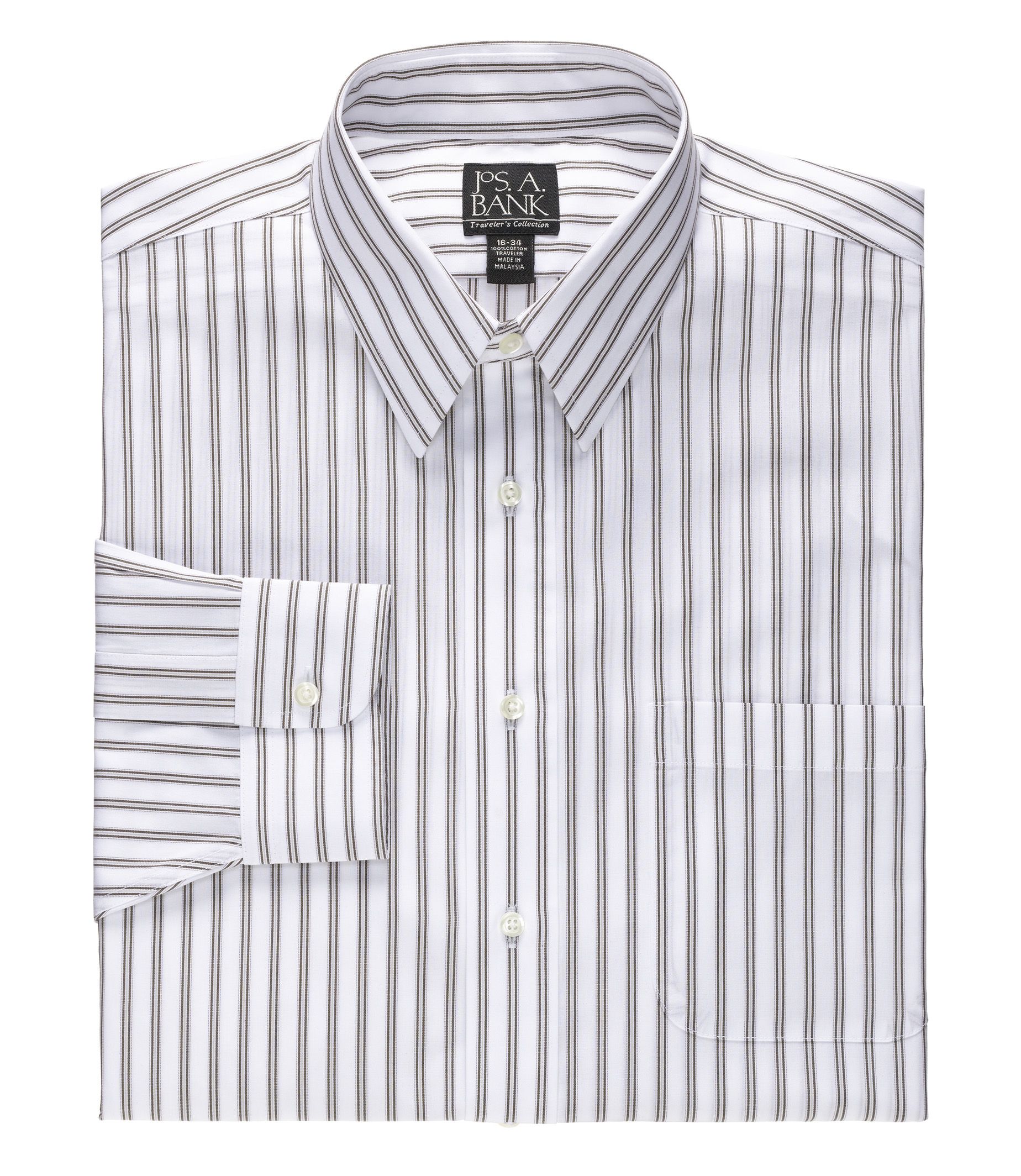 Traveler Point Collar Stripe Dress Shirt Big/Tall