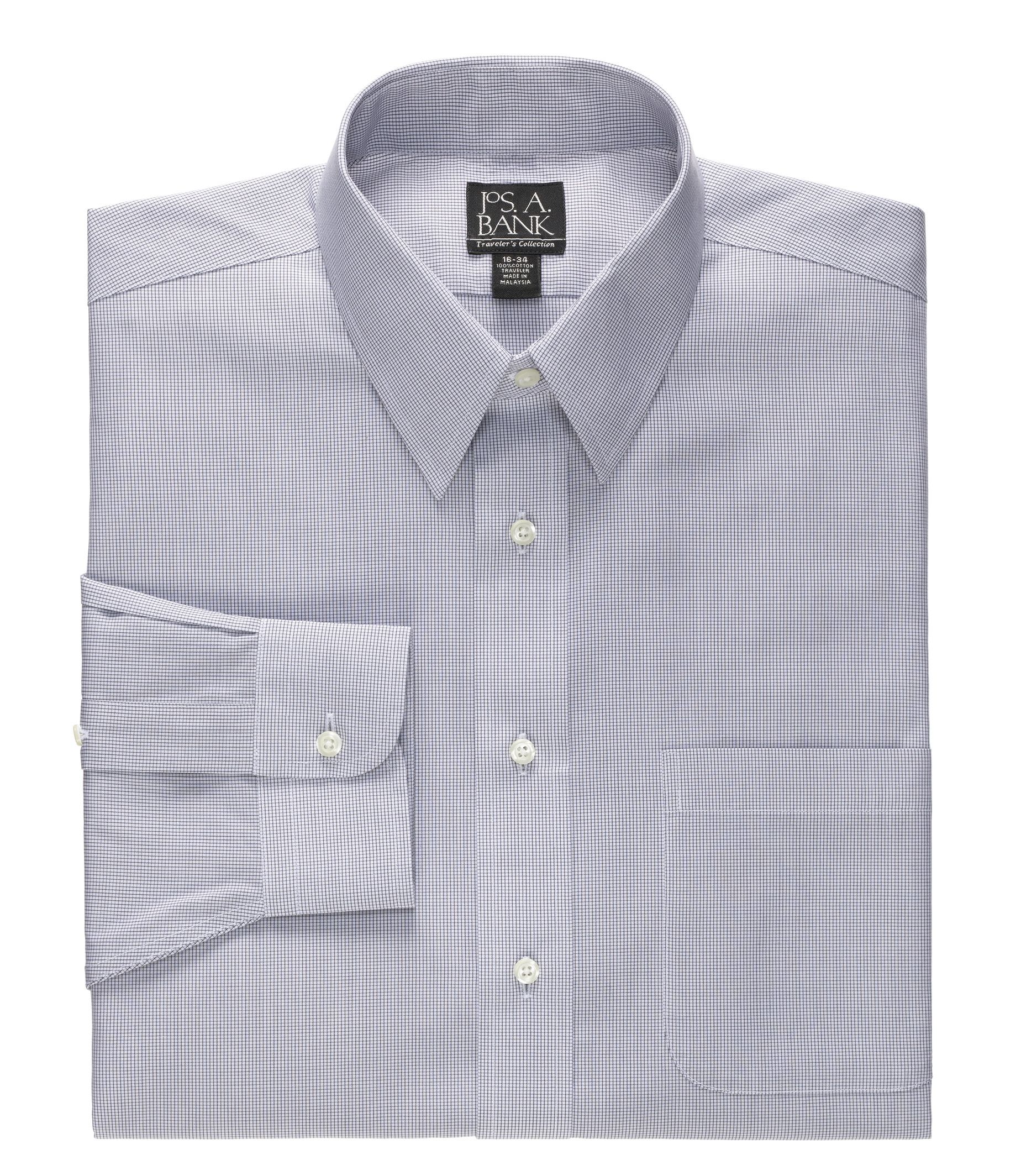 Traveler Point Collar Microcheck Dress Shirt Big/Tall