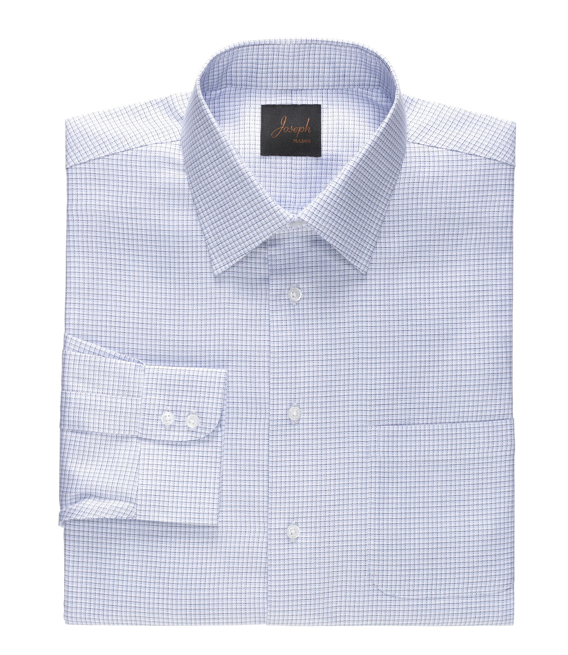 Joseph Spread Collar Cotton Dobby Twill Check Dress Shirt