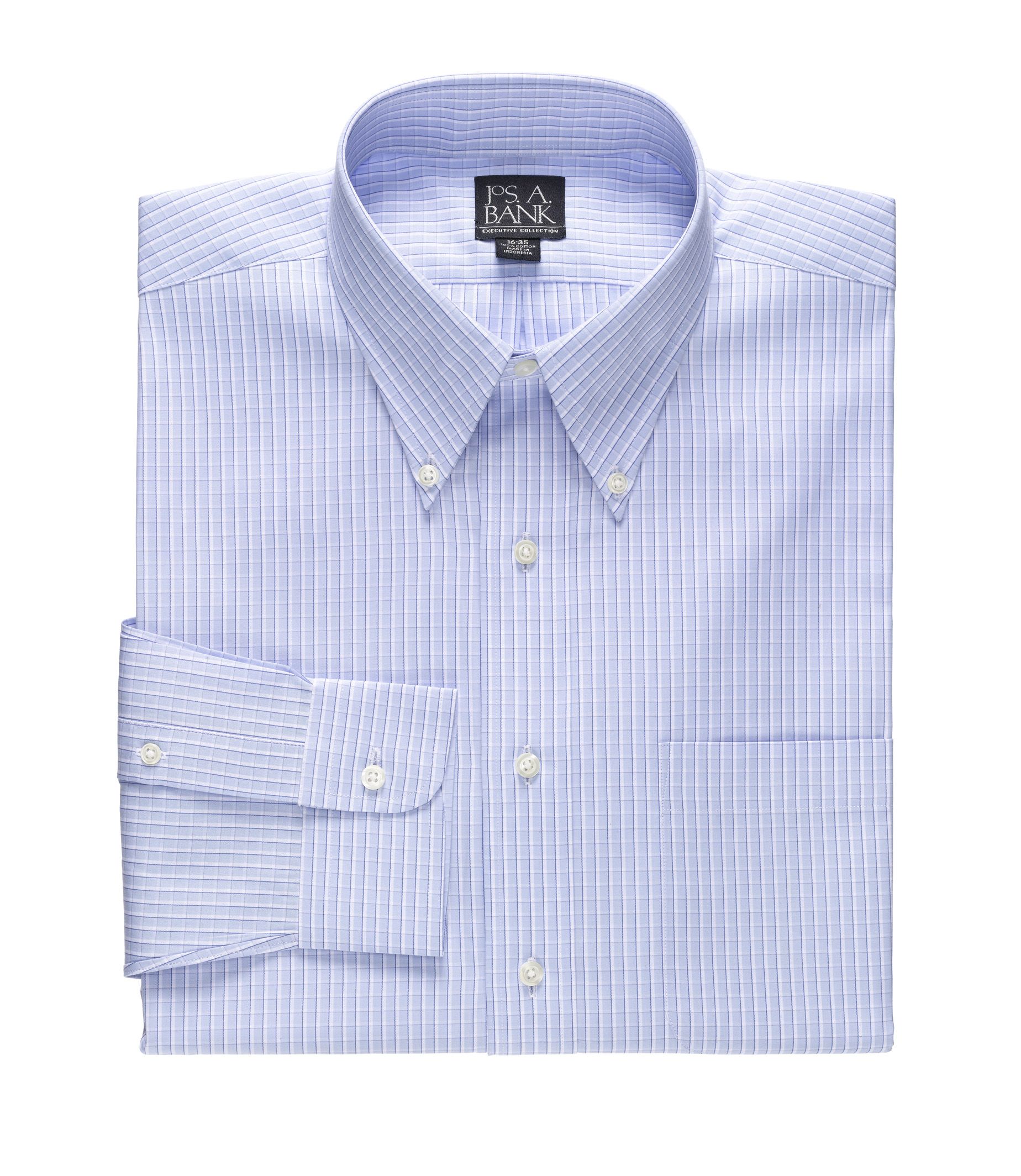 Executive Buttondown Collar Light Blue Ground Check Dress Shirt