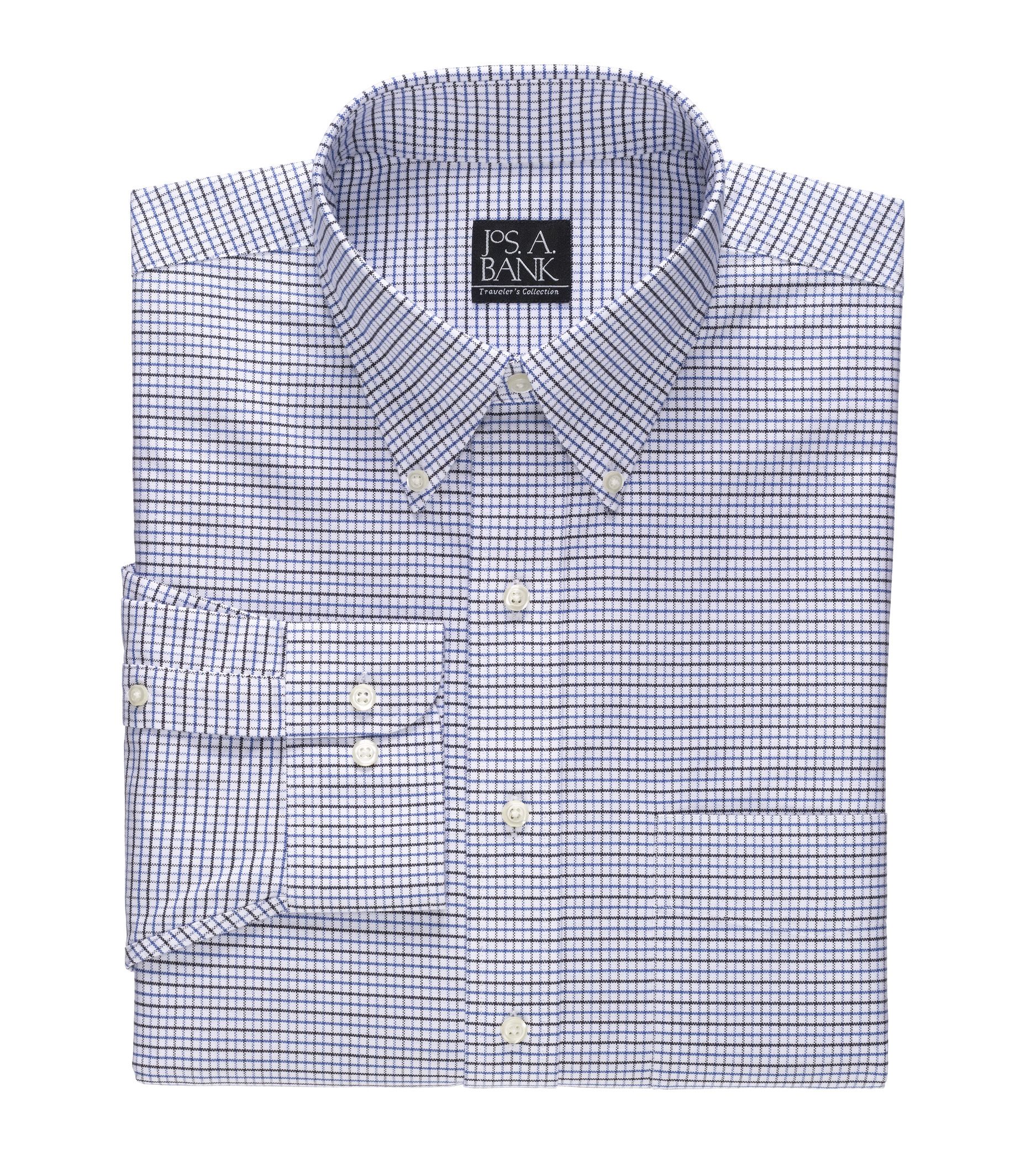 Traveler Buttondown Long Sleeve Patterned Oxford Tailored Fit Sportshirt