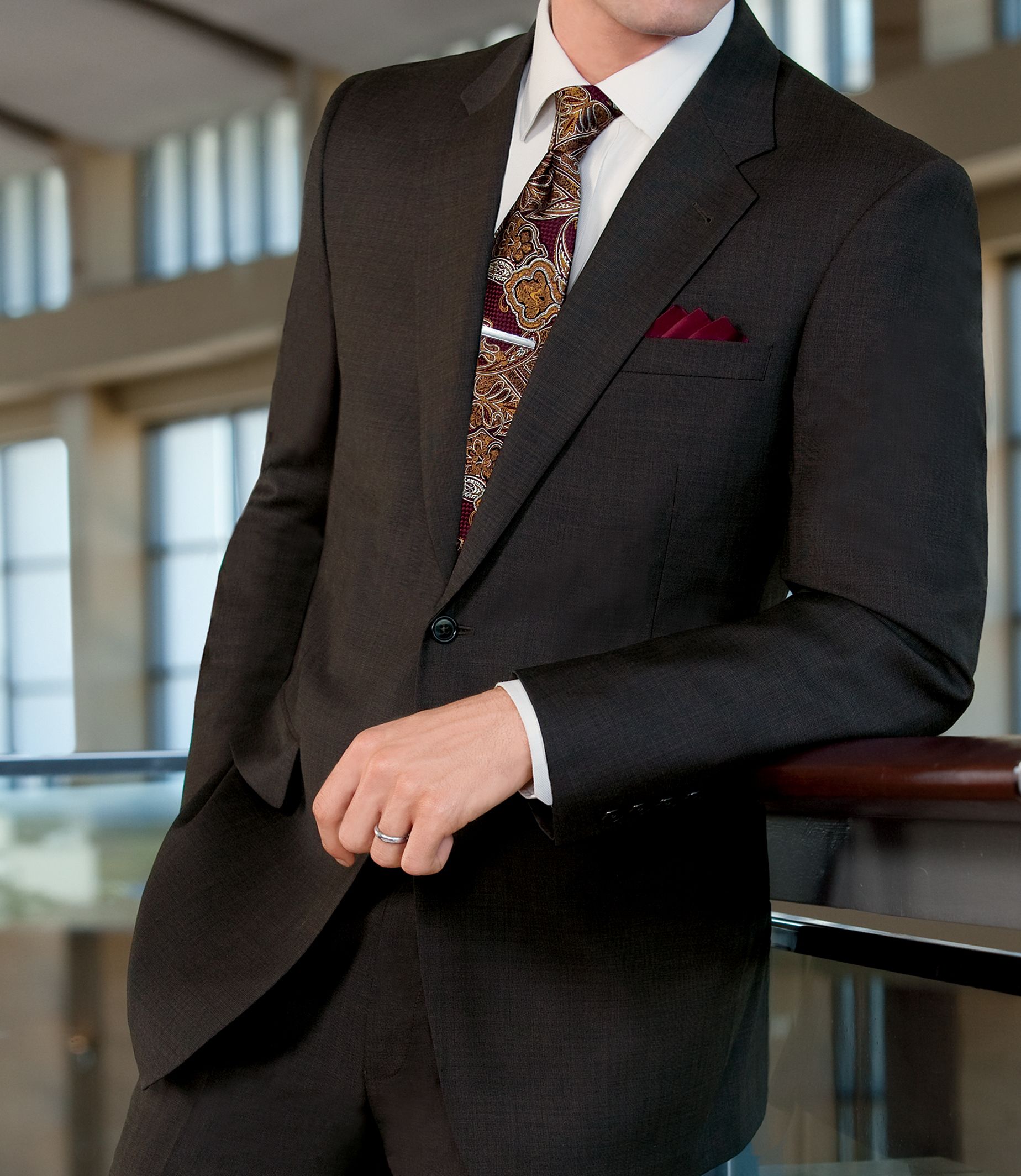 Signature 2-Button Wool Suit with Plain Front Trousers