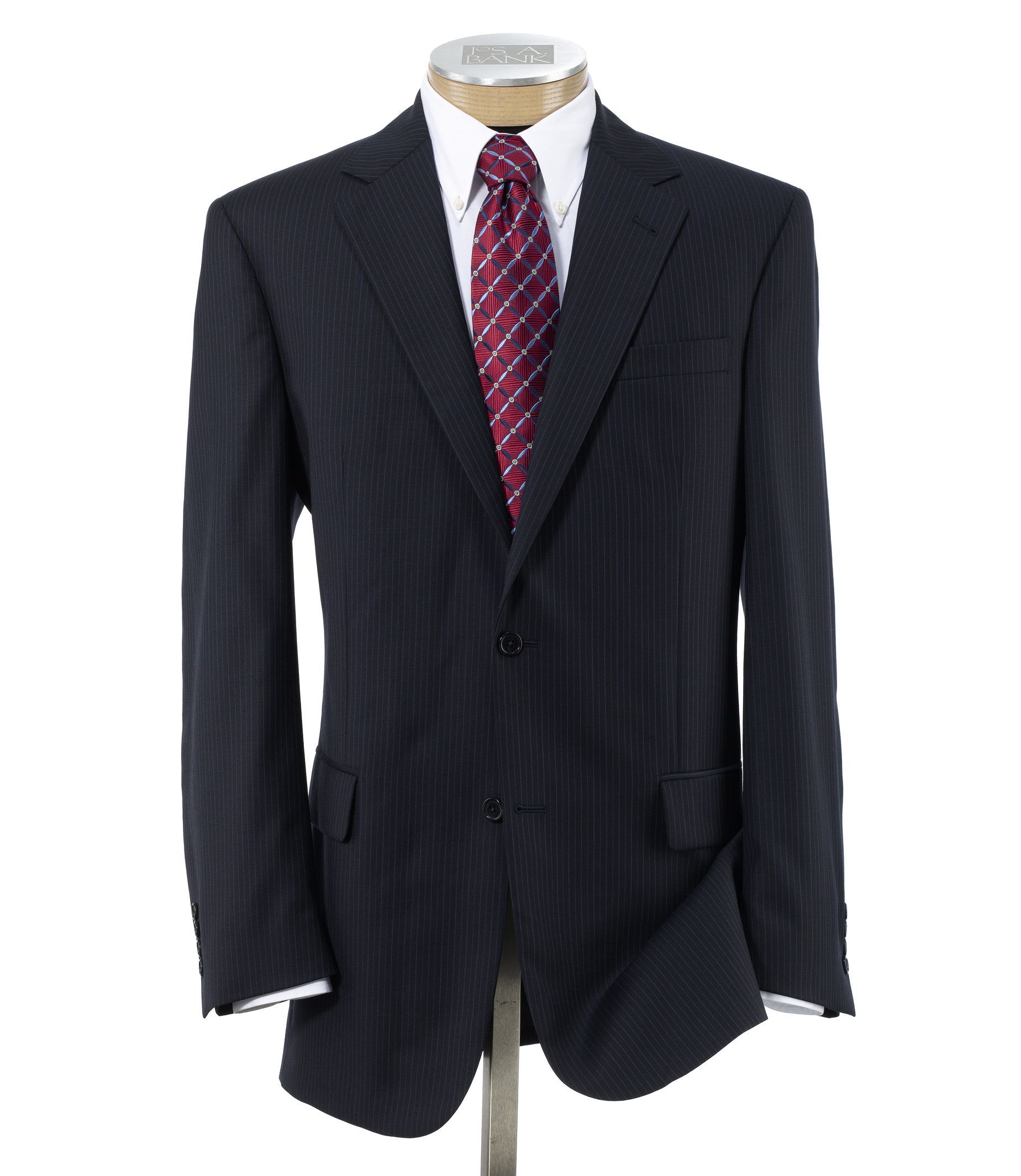 Signature 2-Button Wool Pattern Suit with Pleated Trousers Big/Tall