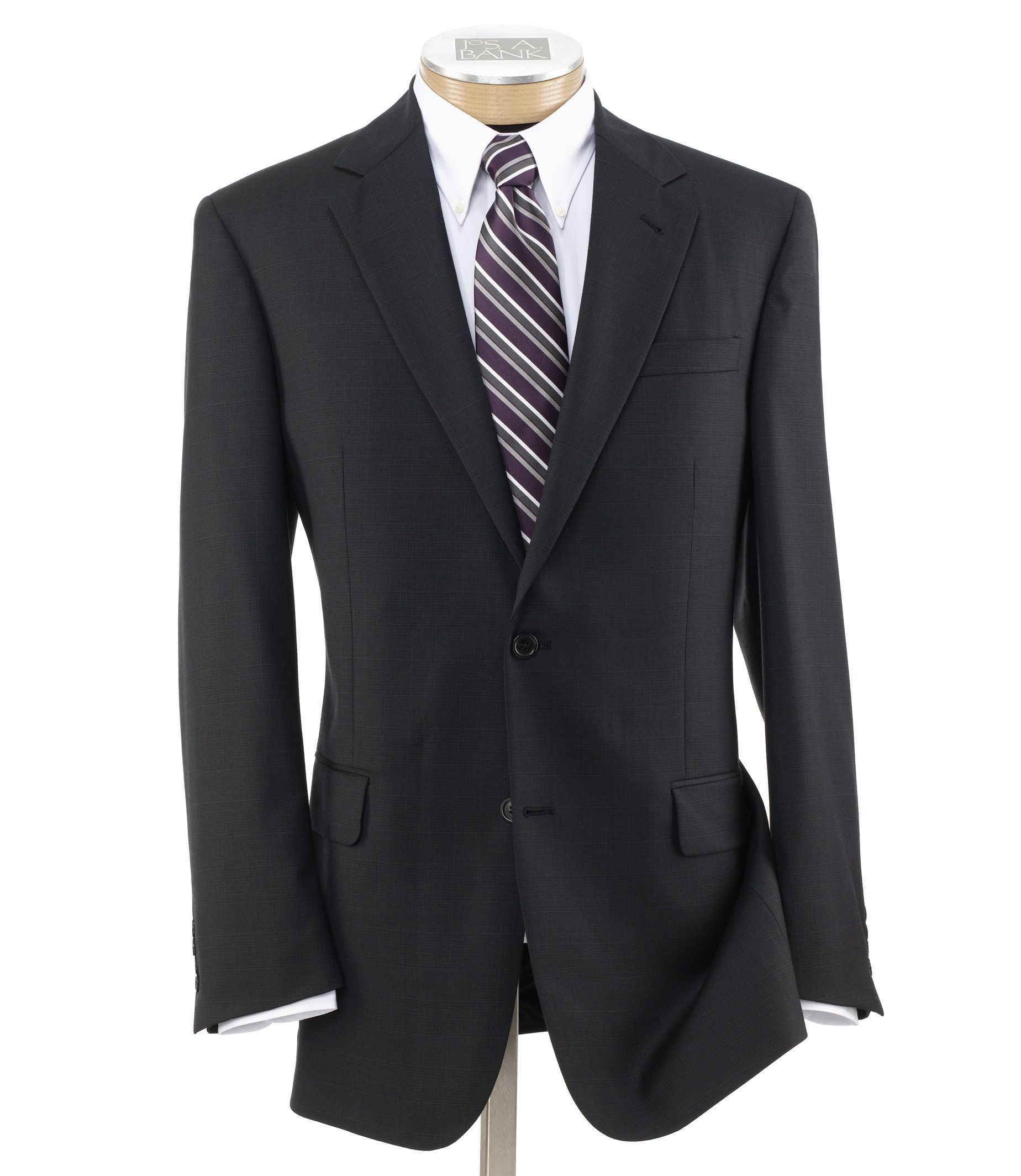 Signature 2-Button Wool Pattern Suit with Pleated Trousers Big/Tall