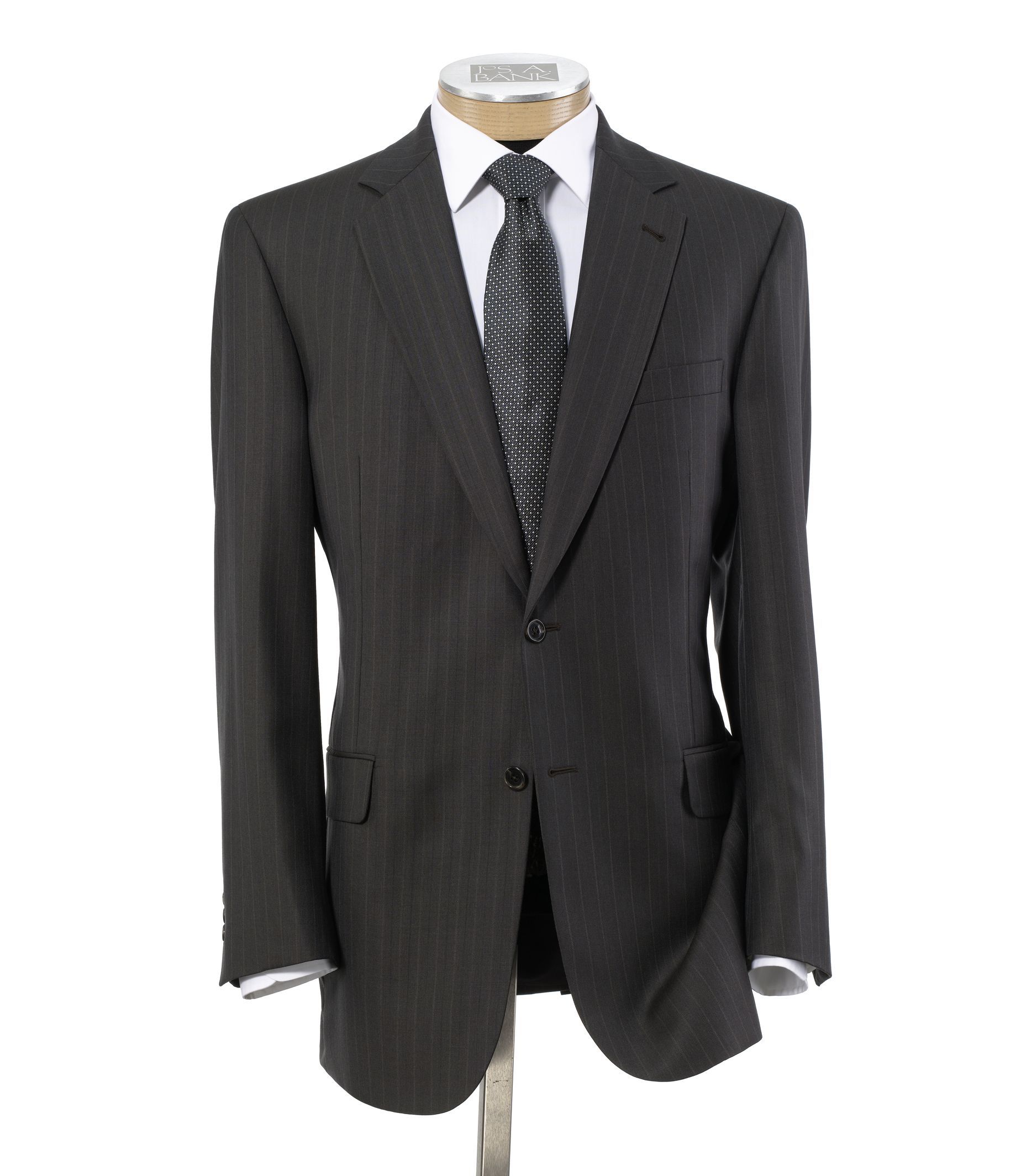 Signature 2-Button Wool Pattern Suit with Pleated Trousers Big/Tall