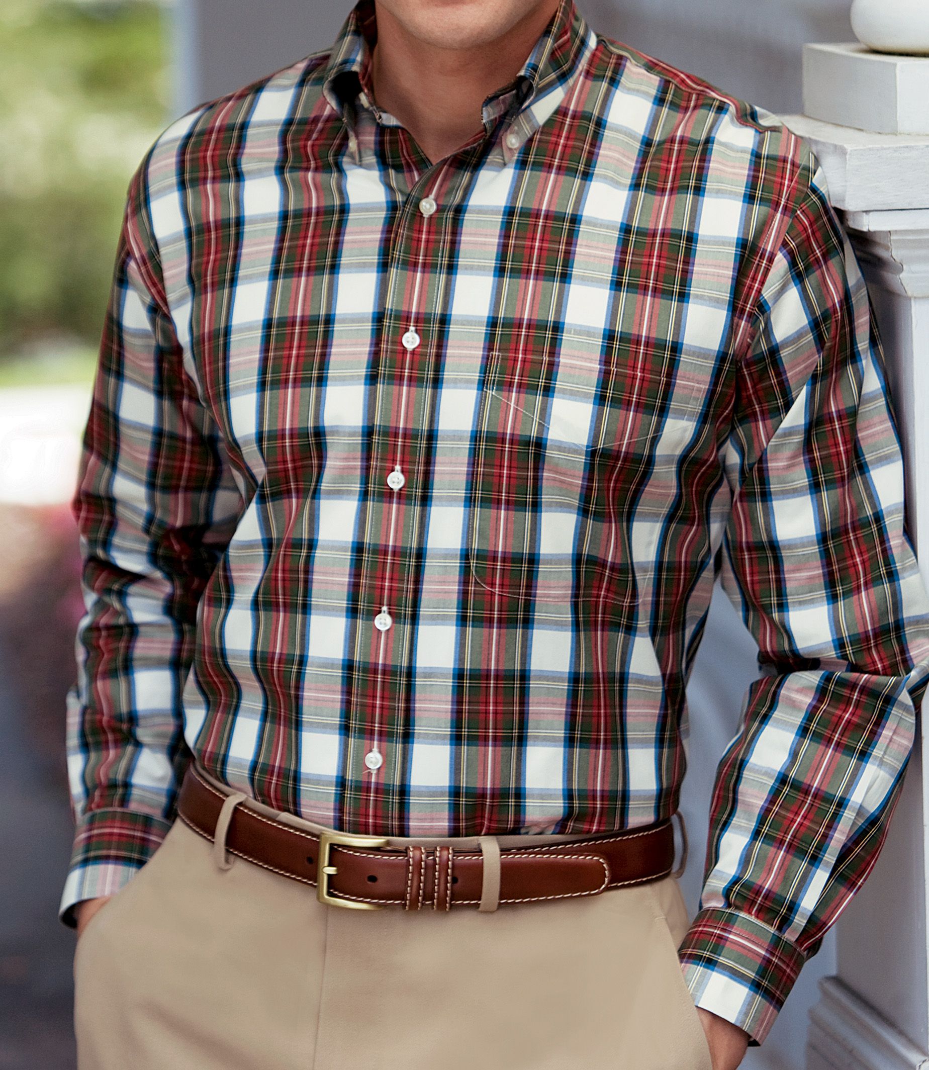 Traveler Buttondown Collar Tartan Plaid Sportshirt Big/Tall