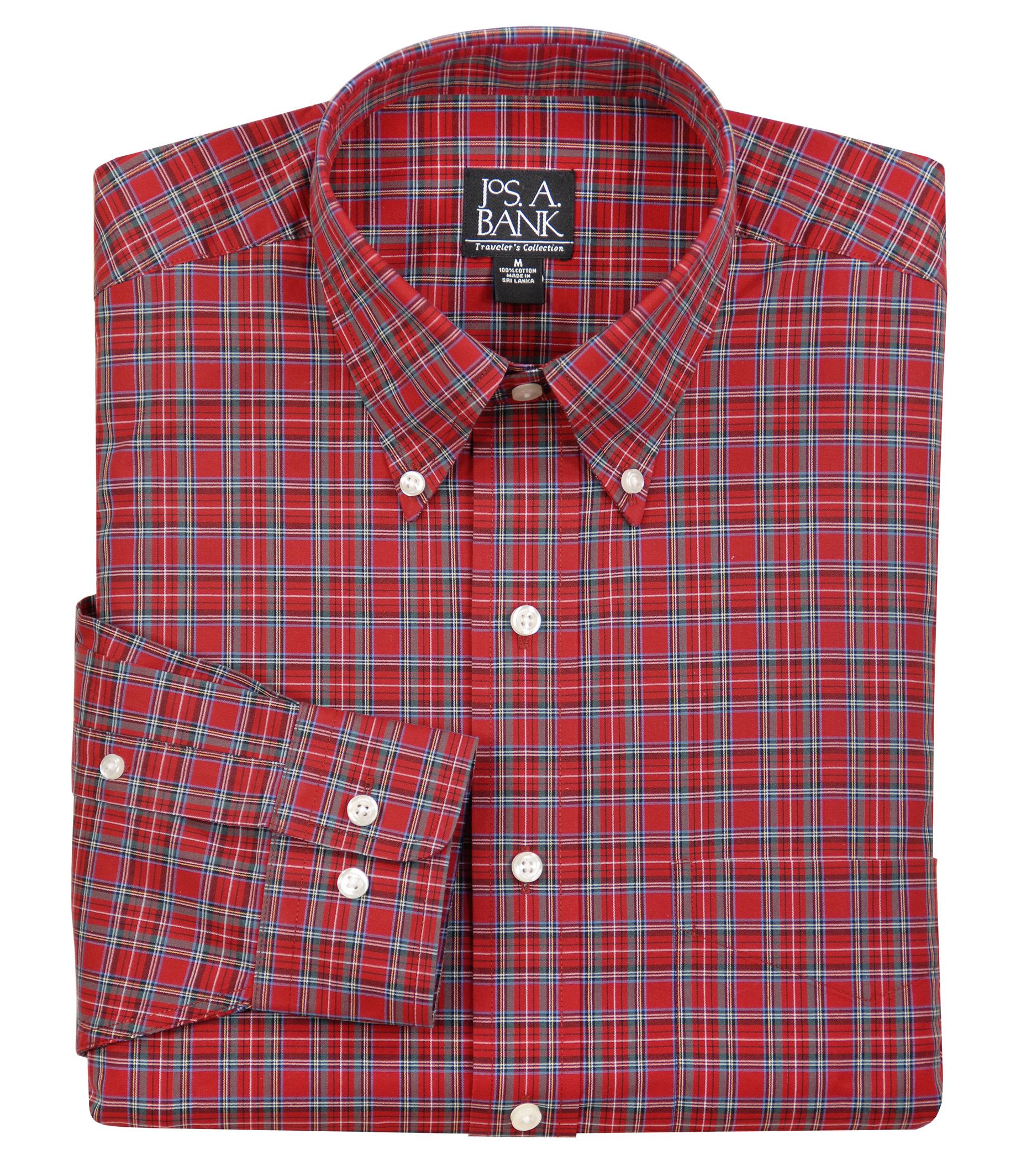 Traveler Buttondown Collar Tartan Plaid Sportshirt Big/Tall