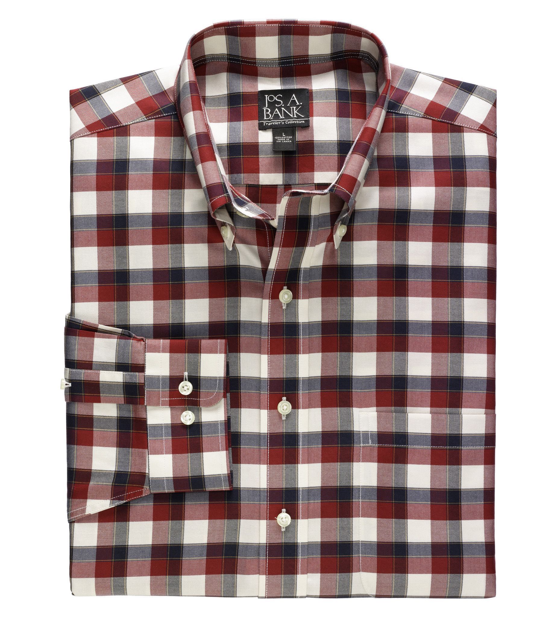 Traveler Buttondown Collar Tartan Plaid Sportshirt Big/Tall