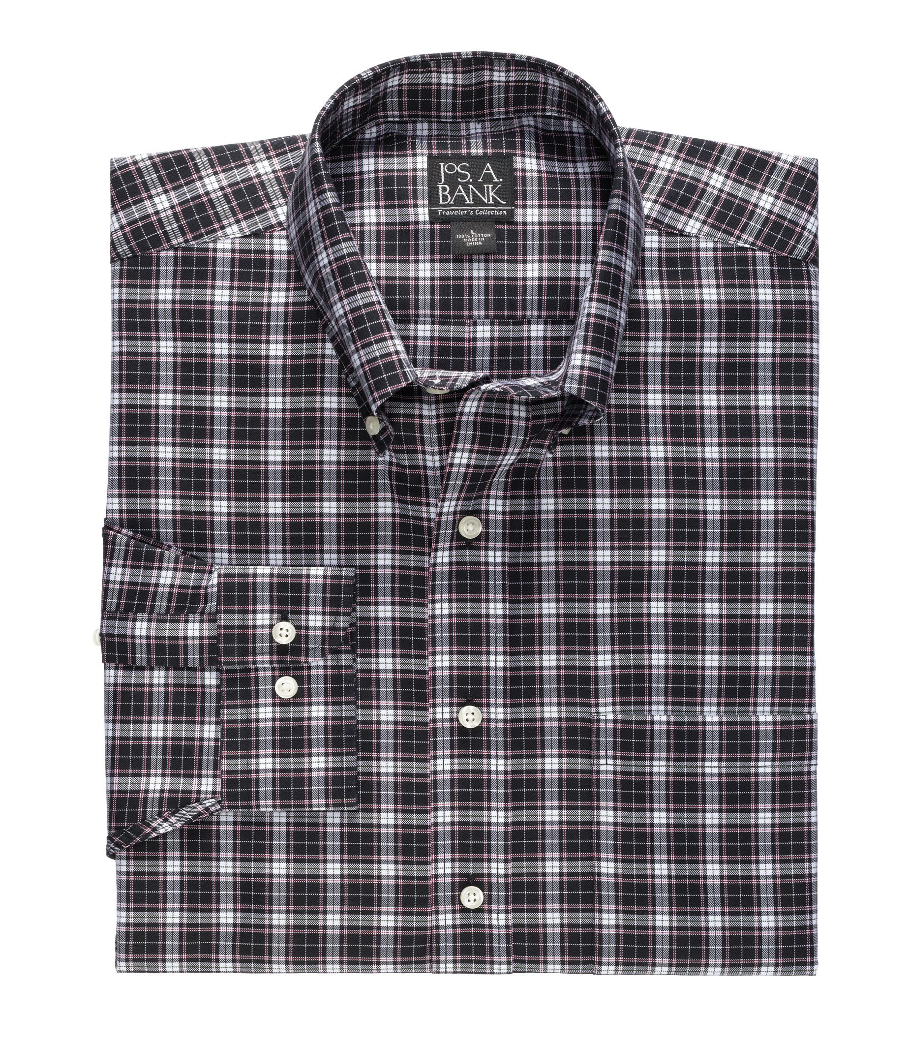 Traveler Buttondown Collar Tartan Plaid Sportshirt Big/Tall