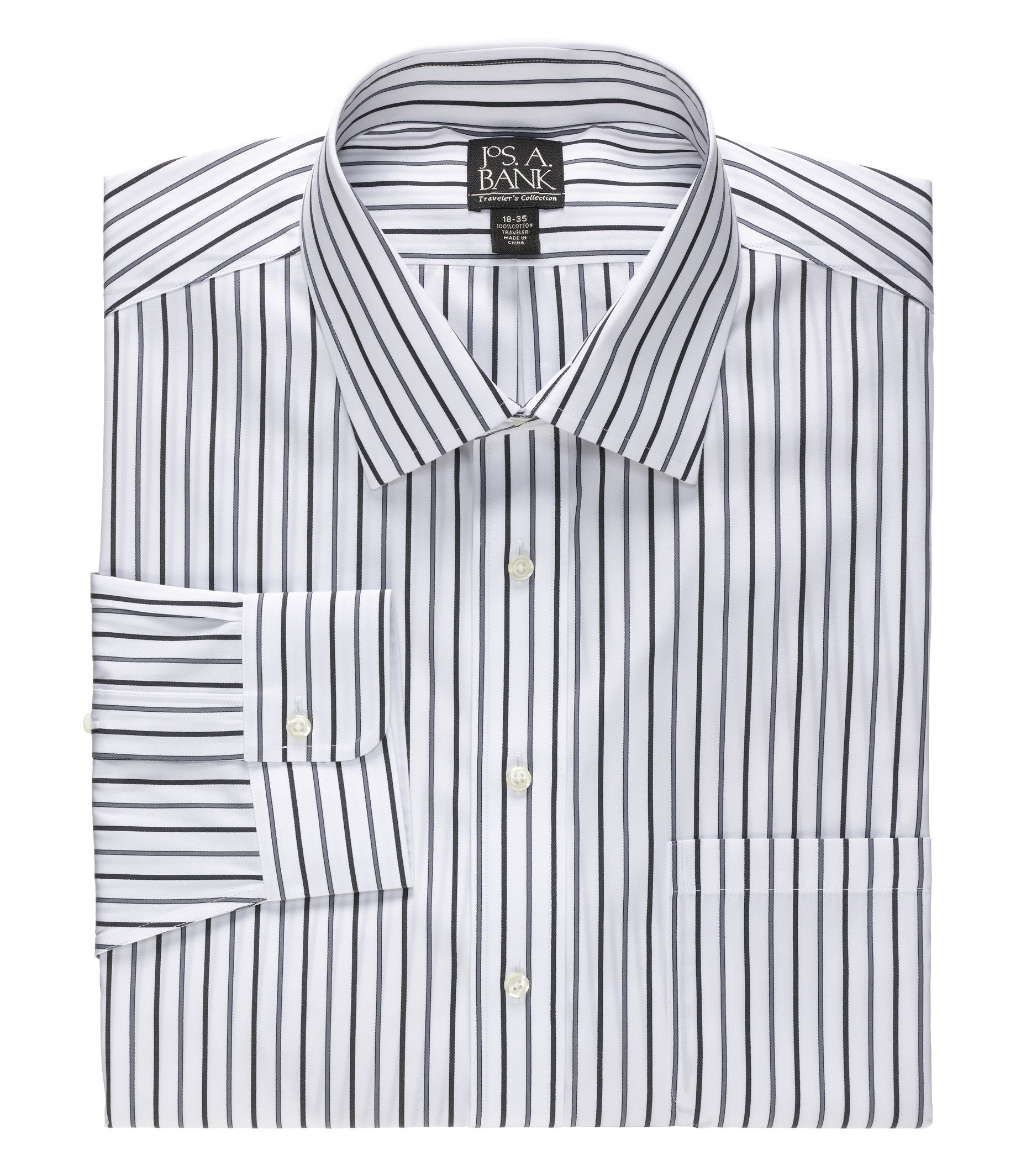 Traveler Spread Collar Stripe Dress Shirt