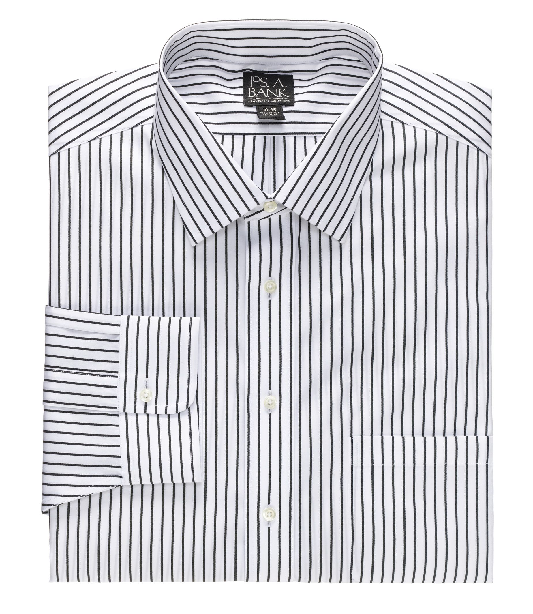Traveler Tailored Fit Spread Collar Stripe Dress Shirt