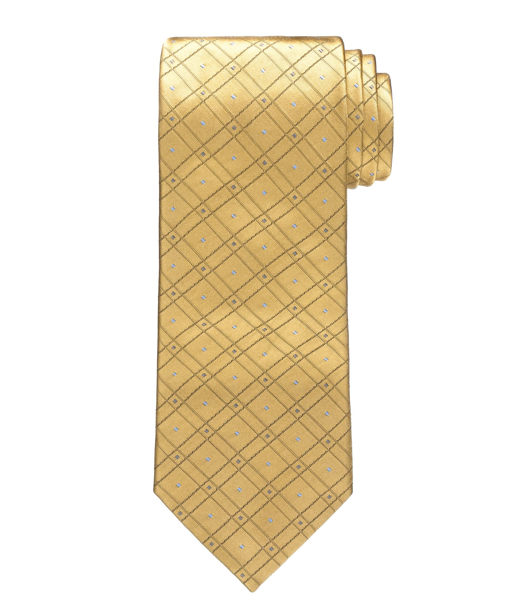 Signature Platinum Grid With Dot Tie 64" Long