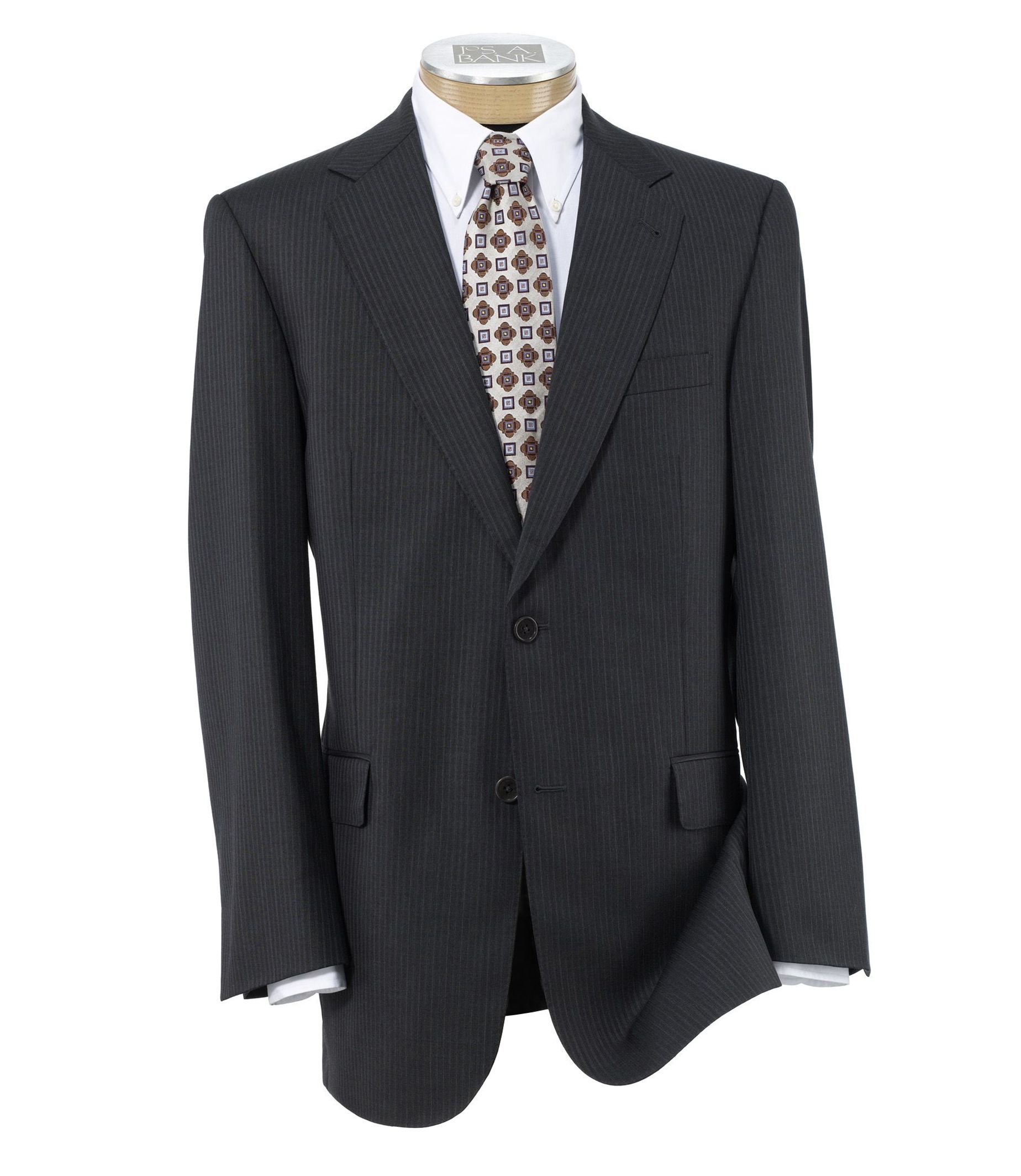 Signature Gold 2-Button Wool Suit- Charcoal Fancy with Deco Stripe