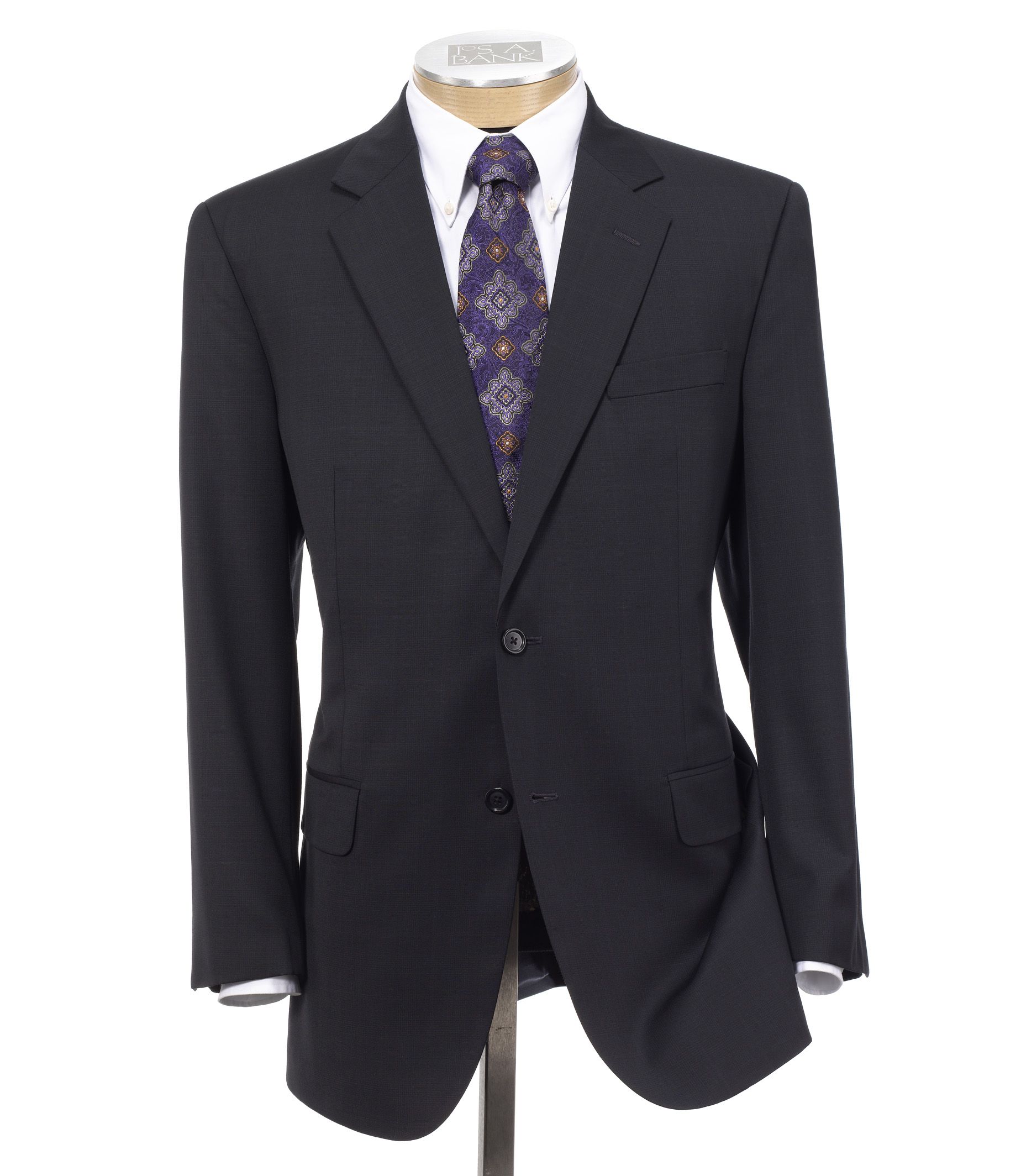 Signature Gold 2-Button Wool Suit- Black Plaid