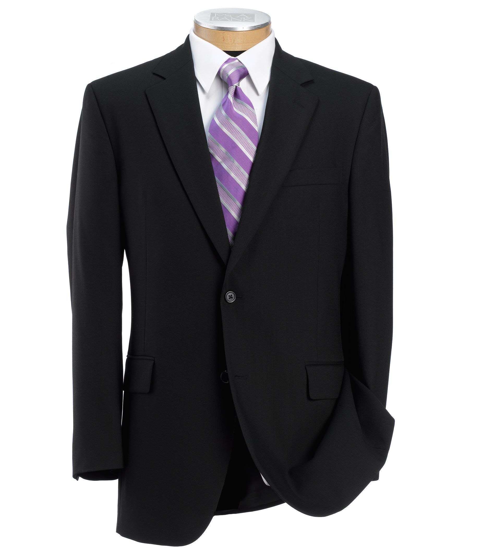 Signature 2-Button Wool Suit With Pleated Trousers Portly