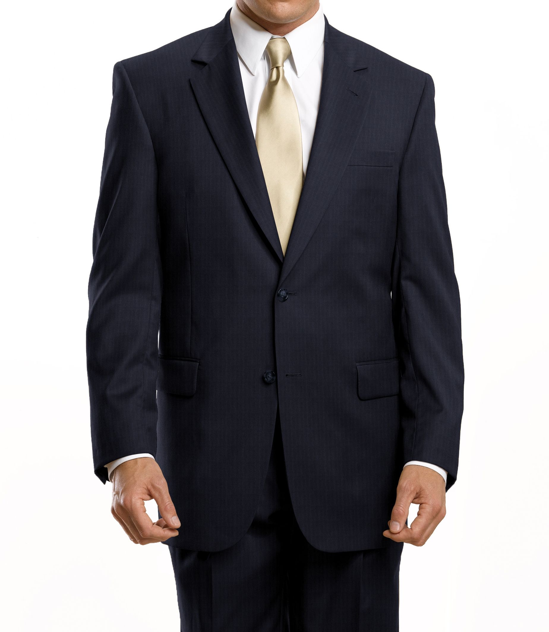 Signature 2-Button Wool Pattern Suit with Pleated Trousers Portly