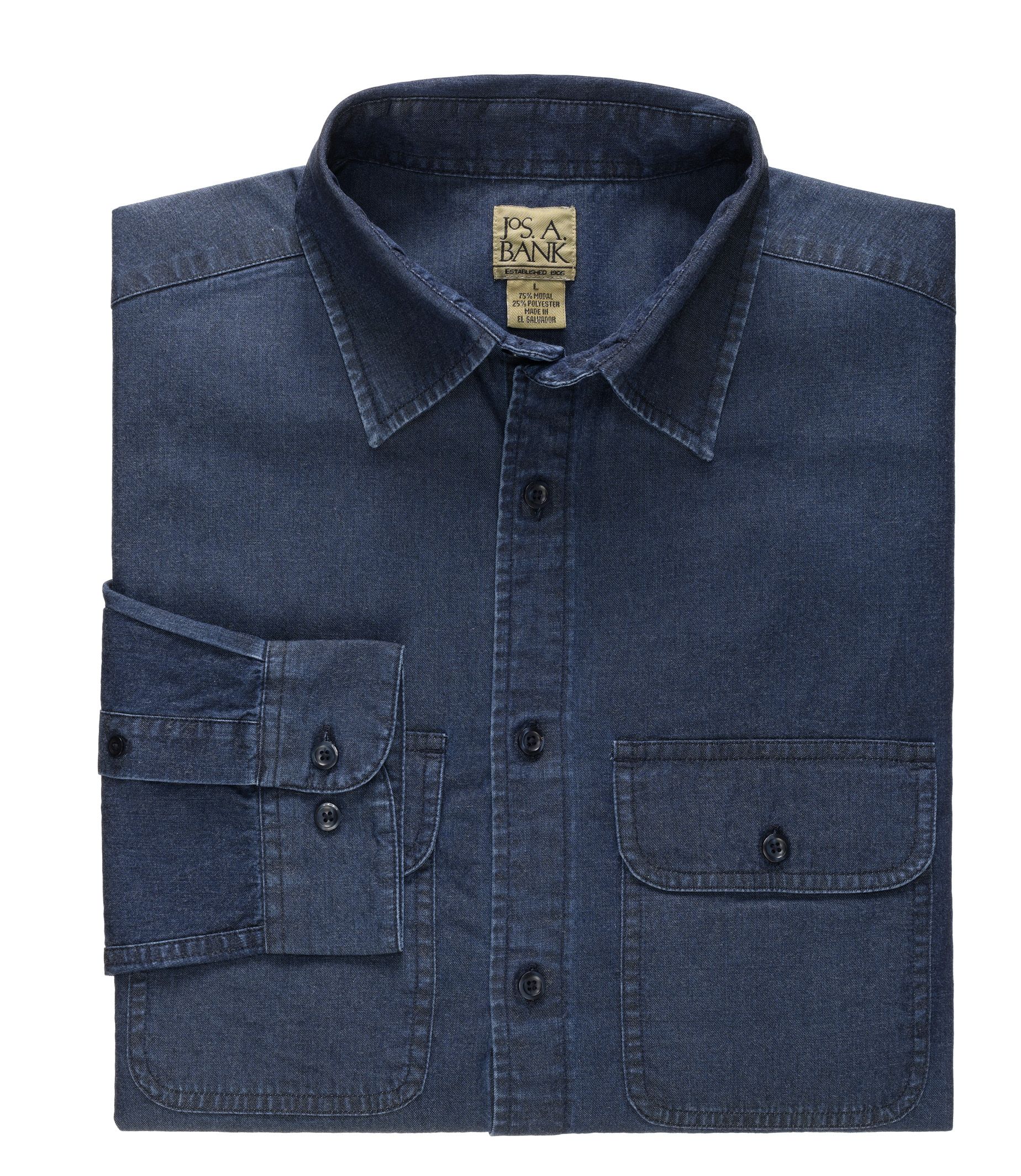 VIP Long-Sleeve Denim Sportshirt