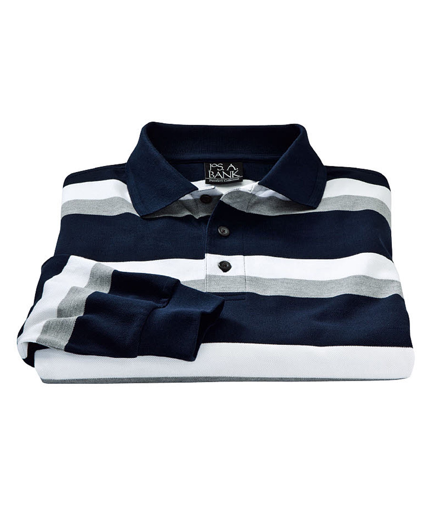 Traveler Long-Sleeve Stripe Polo
