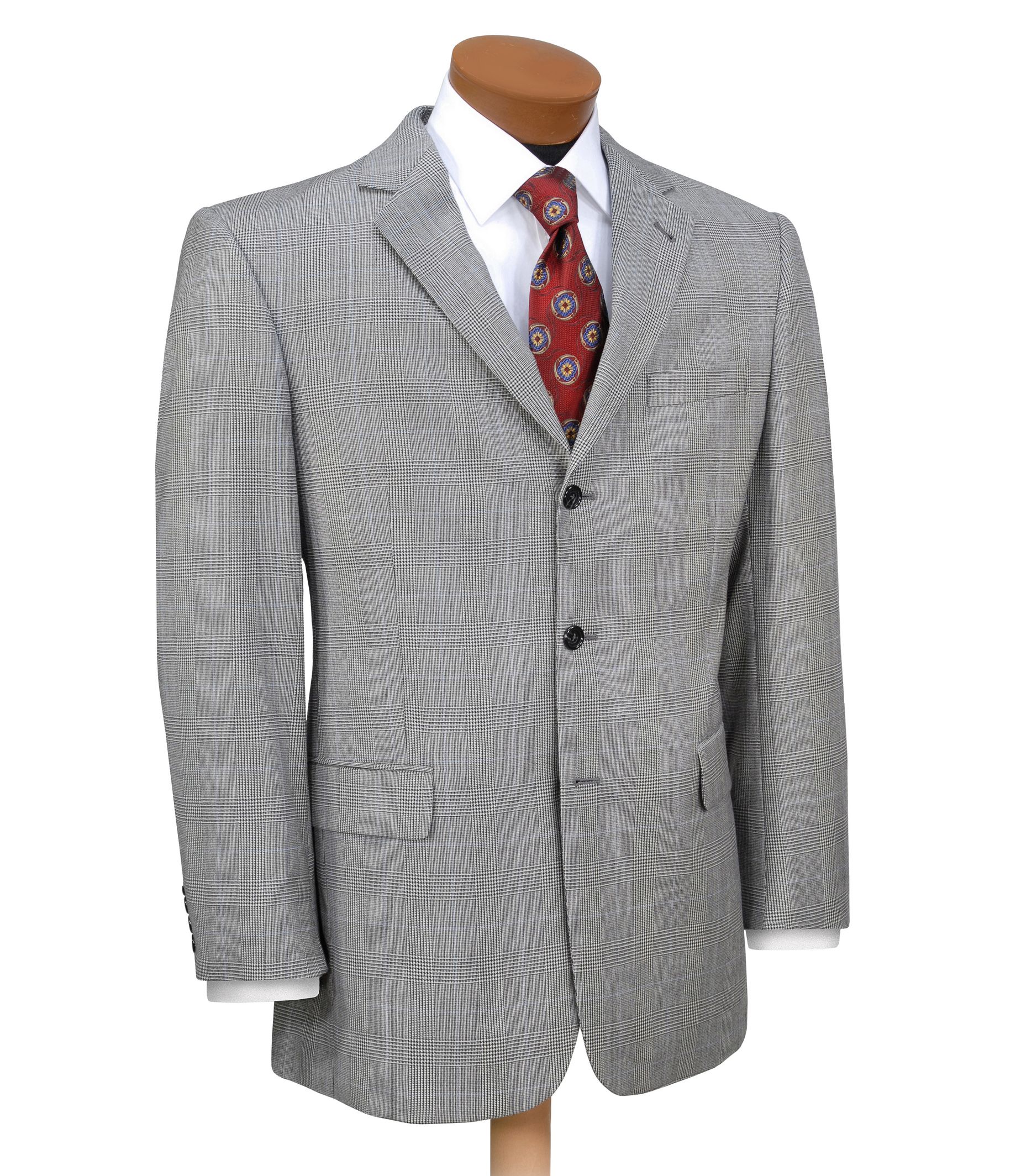 Signature 3-Button Wool Pattern Suit with Pleated Trousers