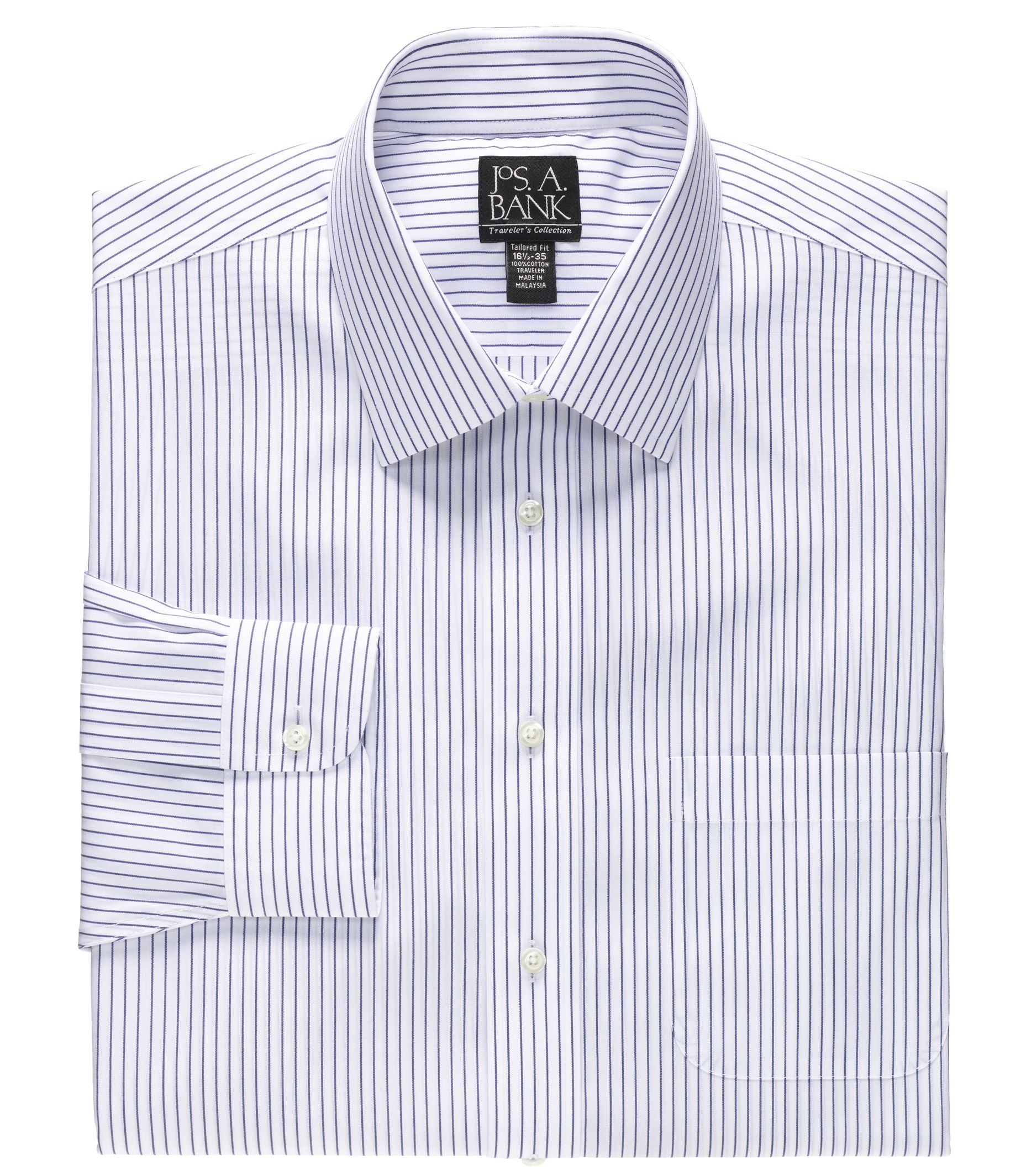 Traveler Spread Collar Stripe Dress Shirt Big/Tall