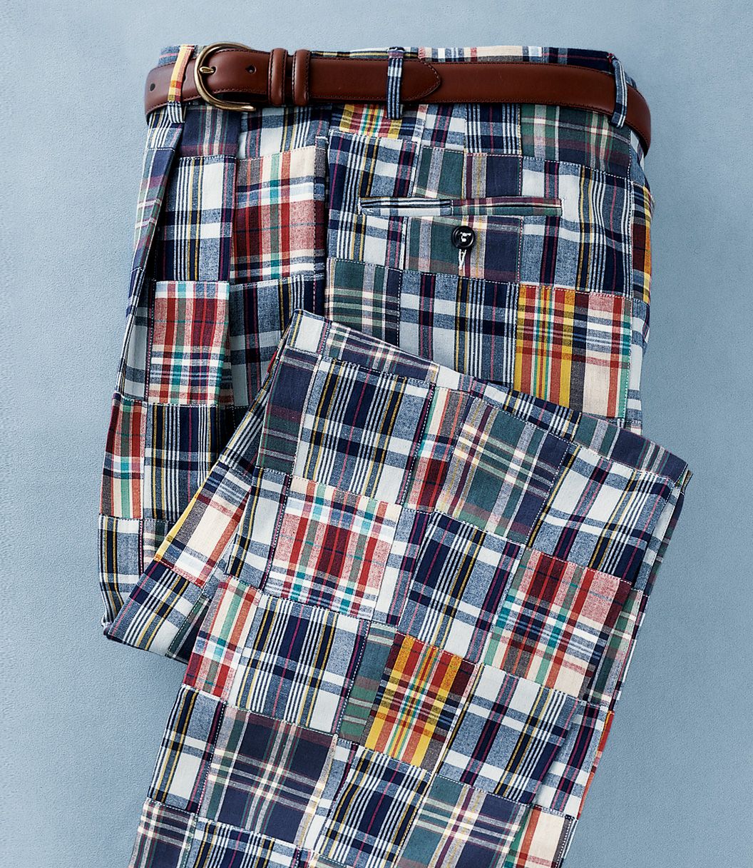 Pleated Front Madras Pants Extended Sizes