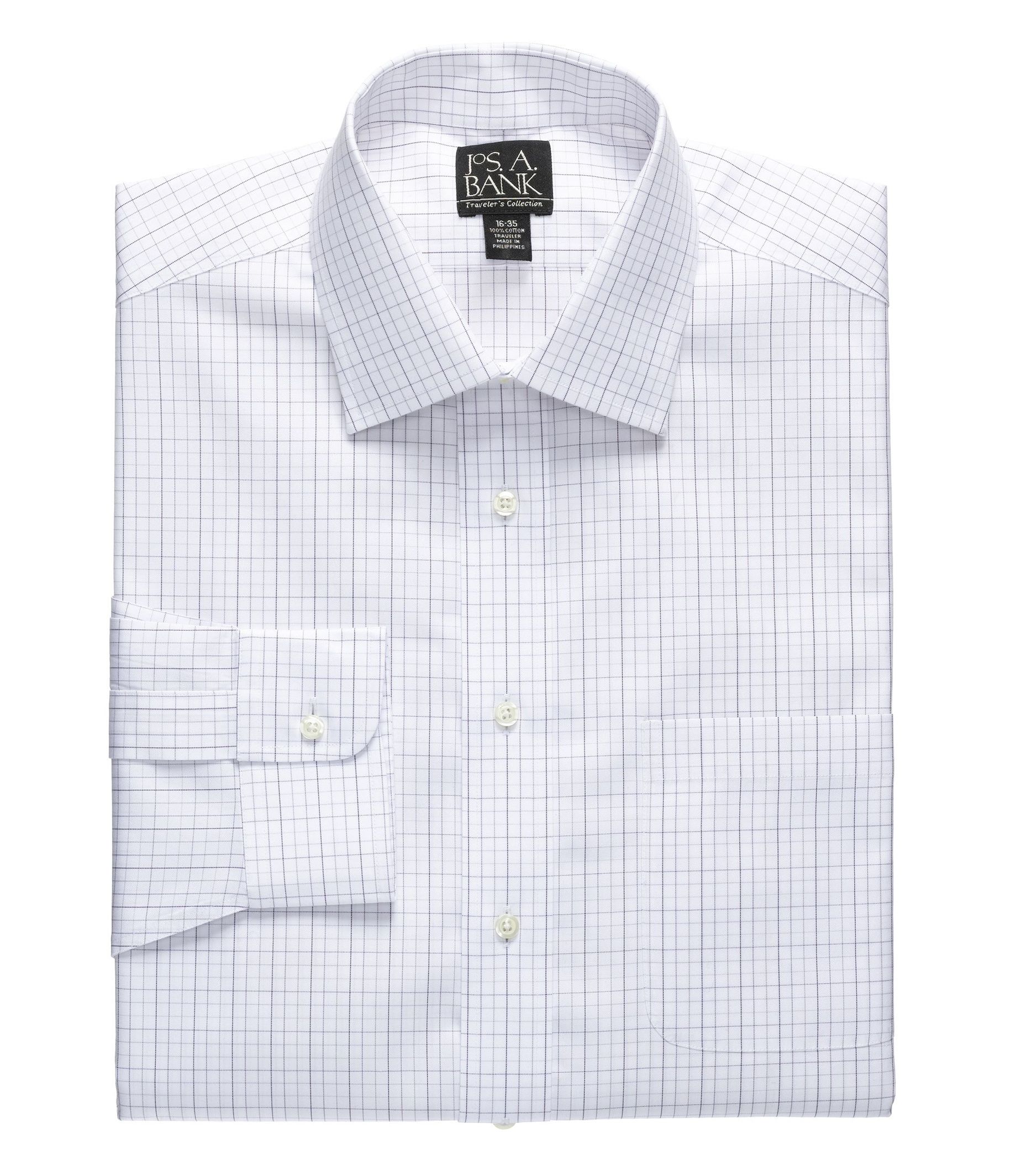 Factory Store Non-Iron Spread Collar Plaid Dress Shirt