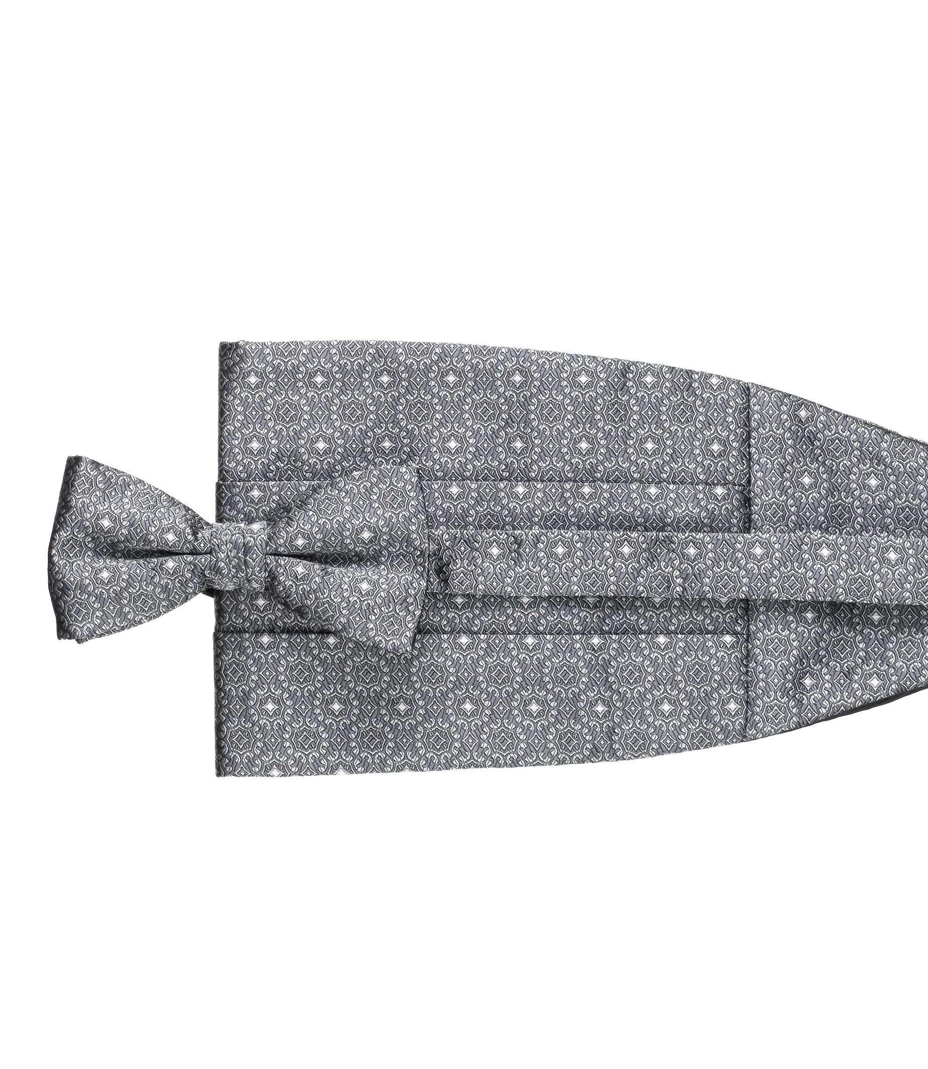 Silver/White Diamond Tie and Cummerbund Set