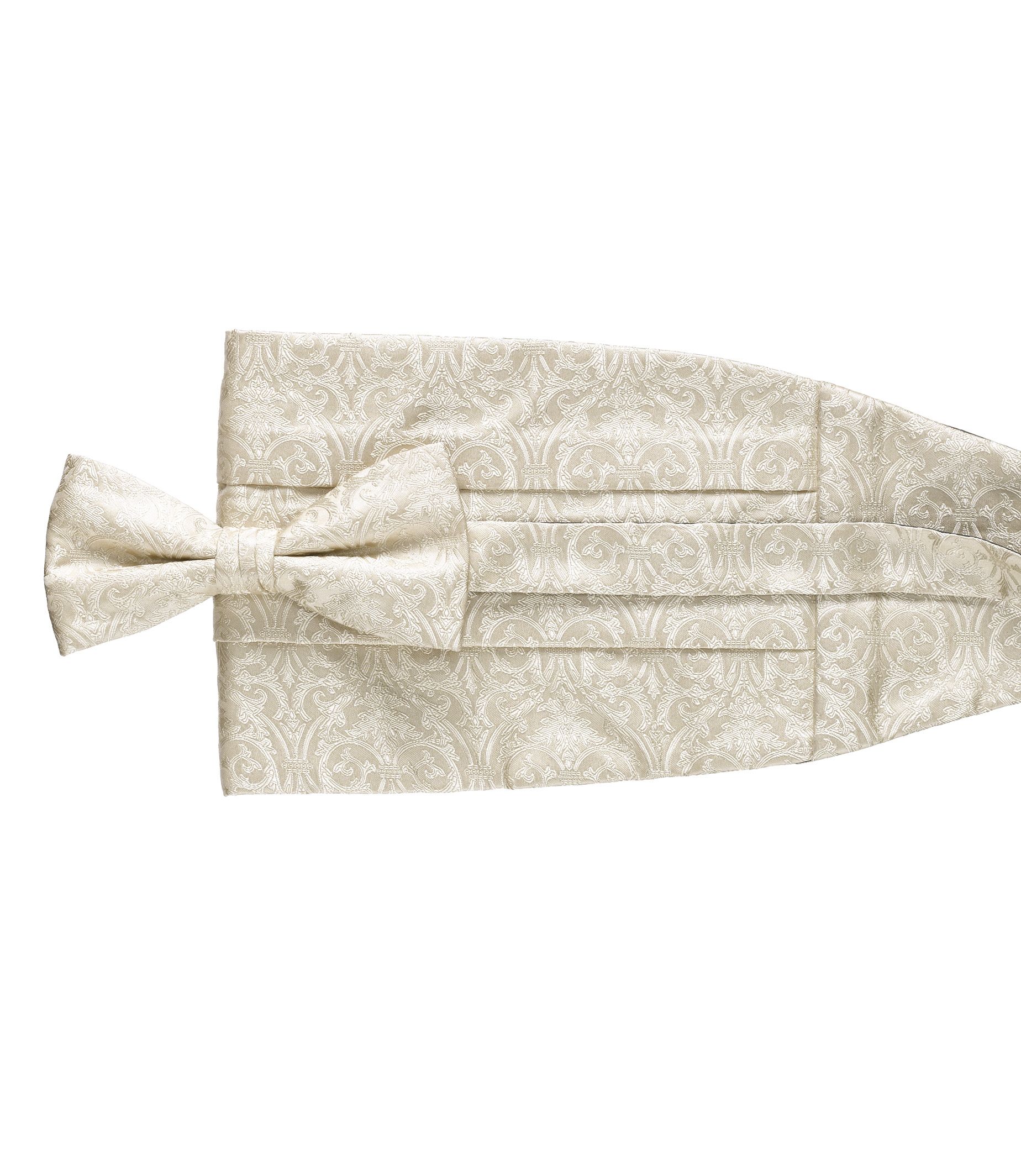 Ivory Floral Tie and Cummerbund Set