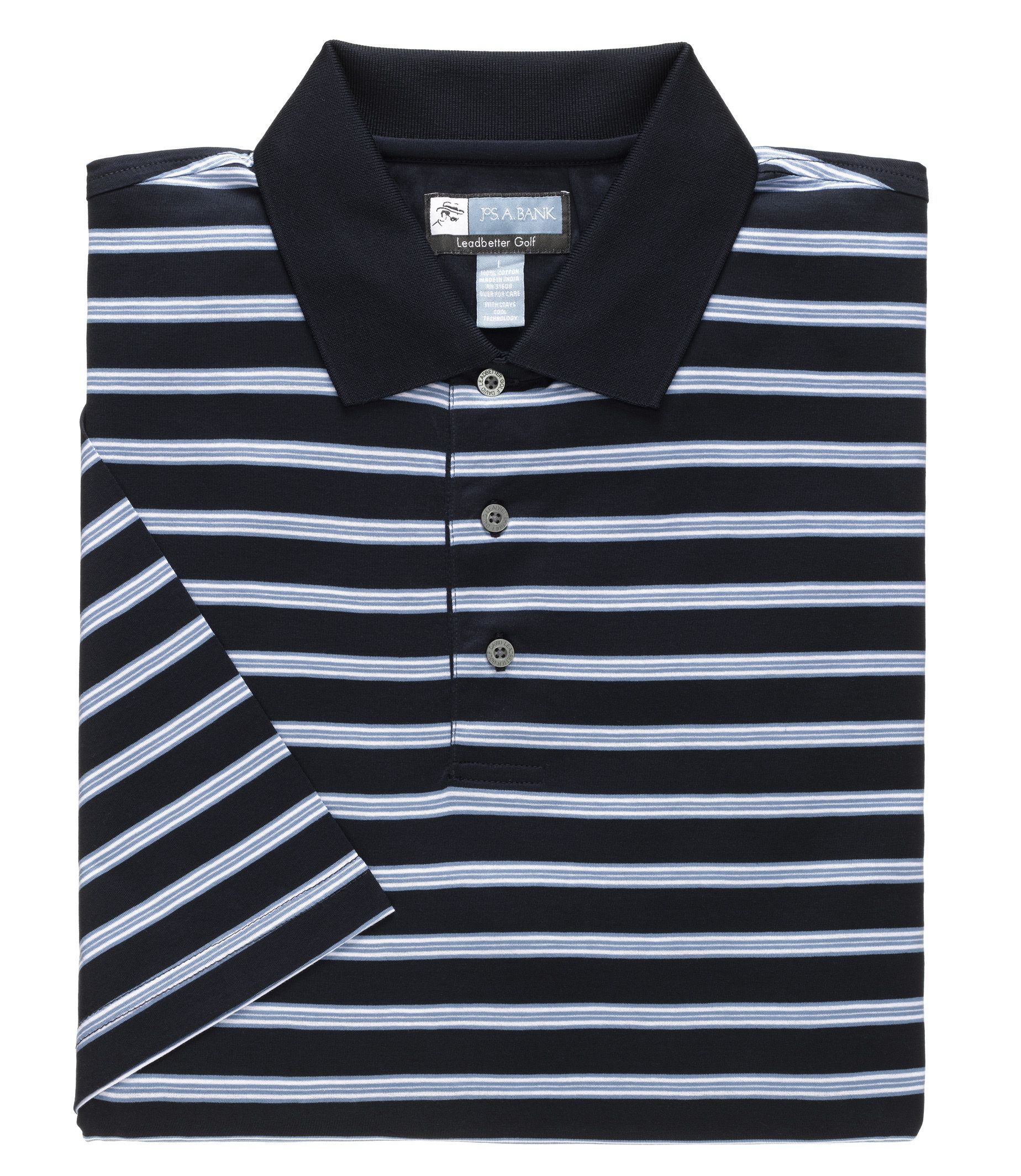 David Leadbetter Stays Cool Short Sleeve Stripe Polo