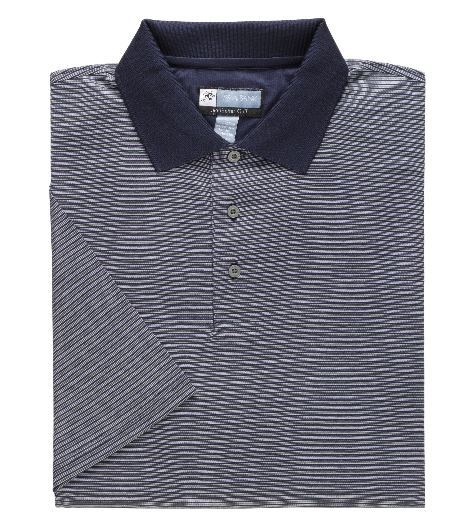 David Leadbetter Stays Cool Short Sleeve Mini Stripe Polo