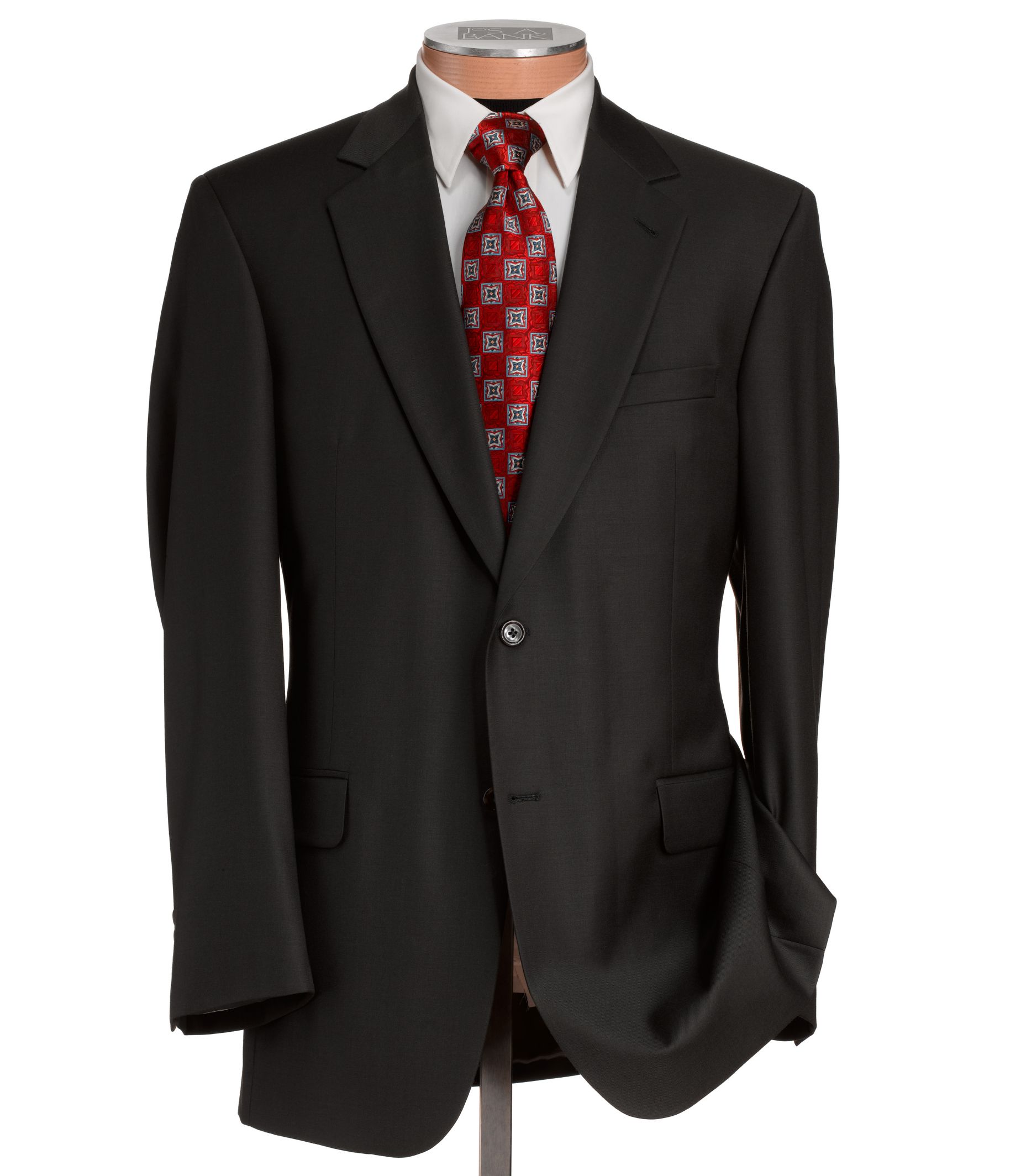 Signature 2-Button Wool Suit With Pleated Trousers Portly