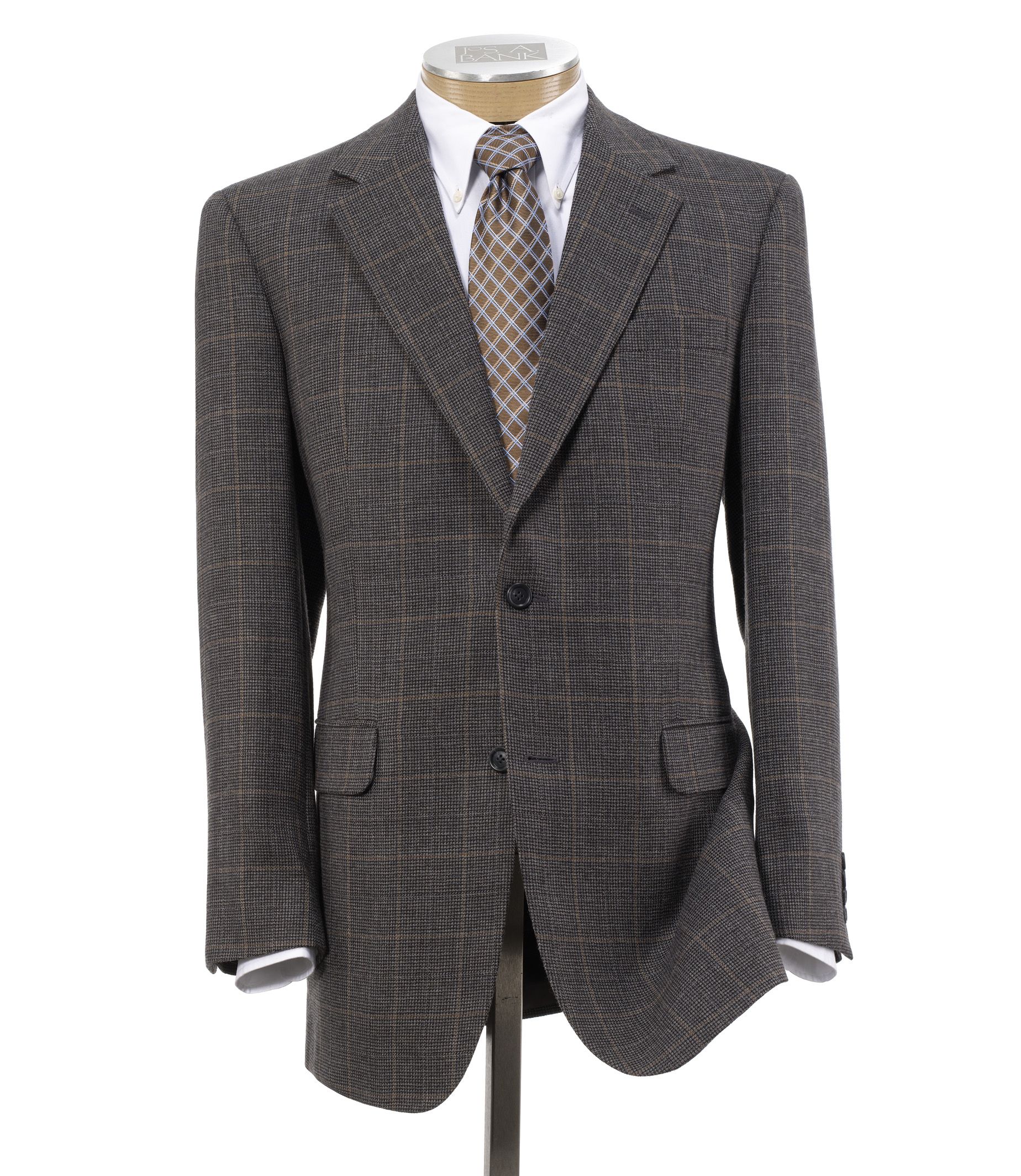 Executive Wool 2-Button Pattern Sportcoat Portly
