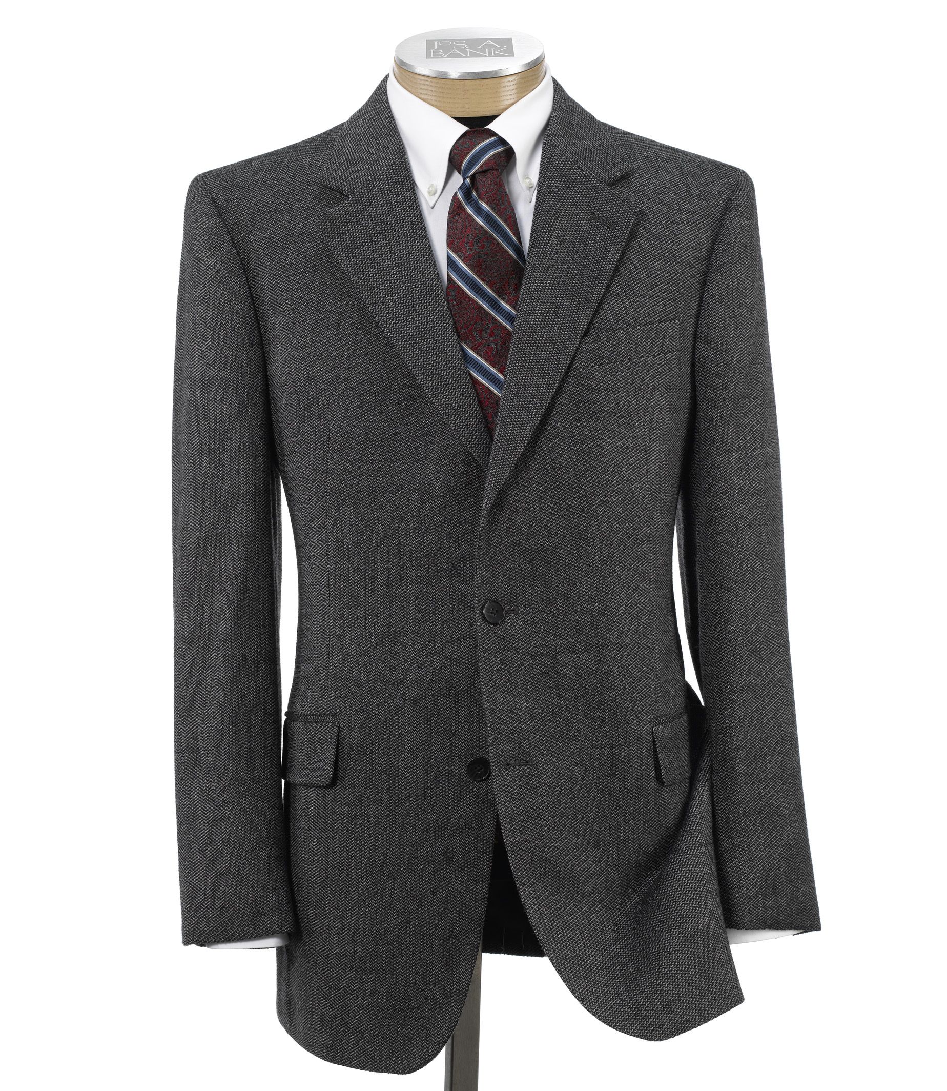 Executive Wool 2-Button Pattern Sportcoat Portly