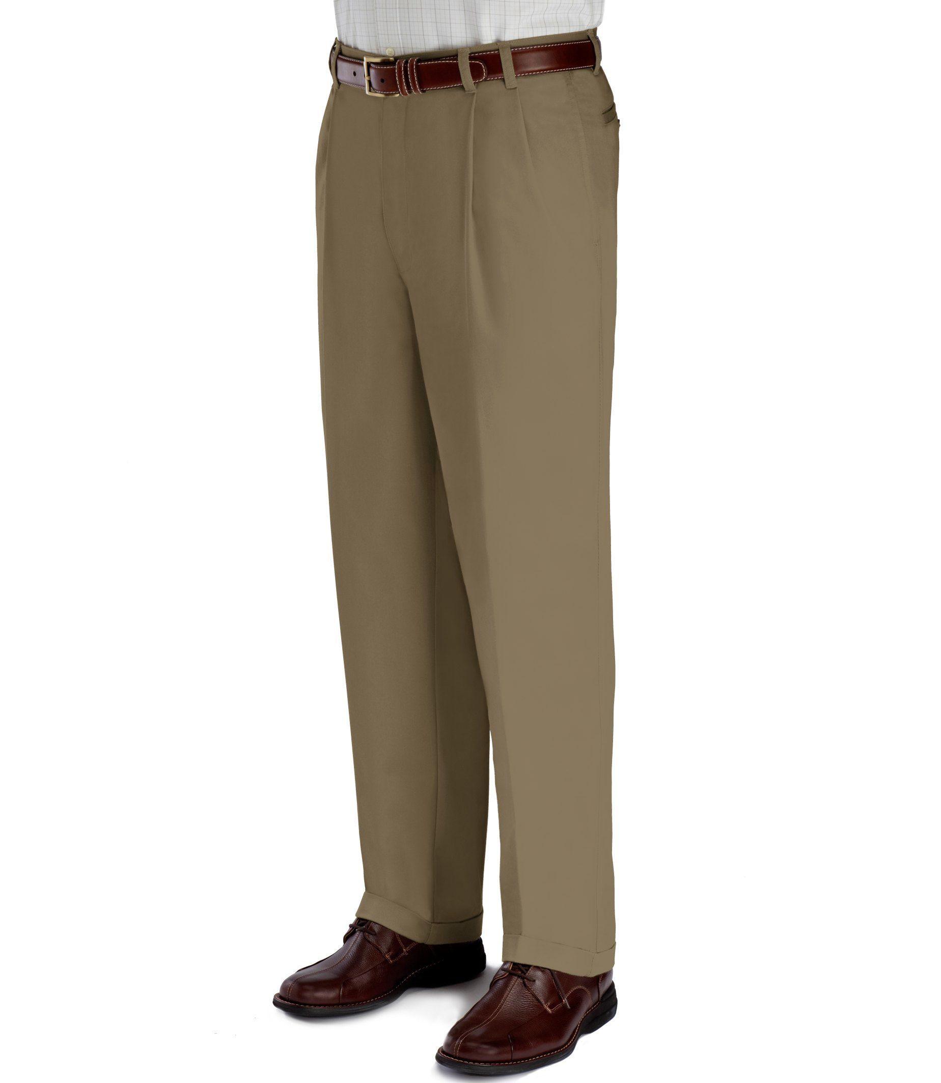 Wrinkle-Resistant Cotton Twill Pleated Front Pants- Sizes 44-48
