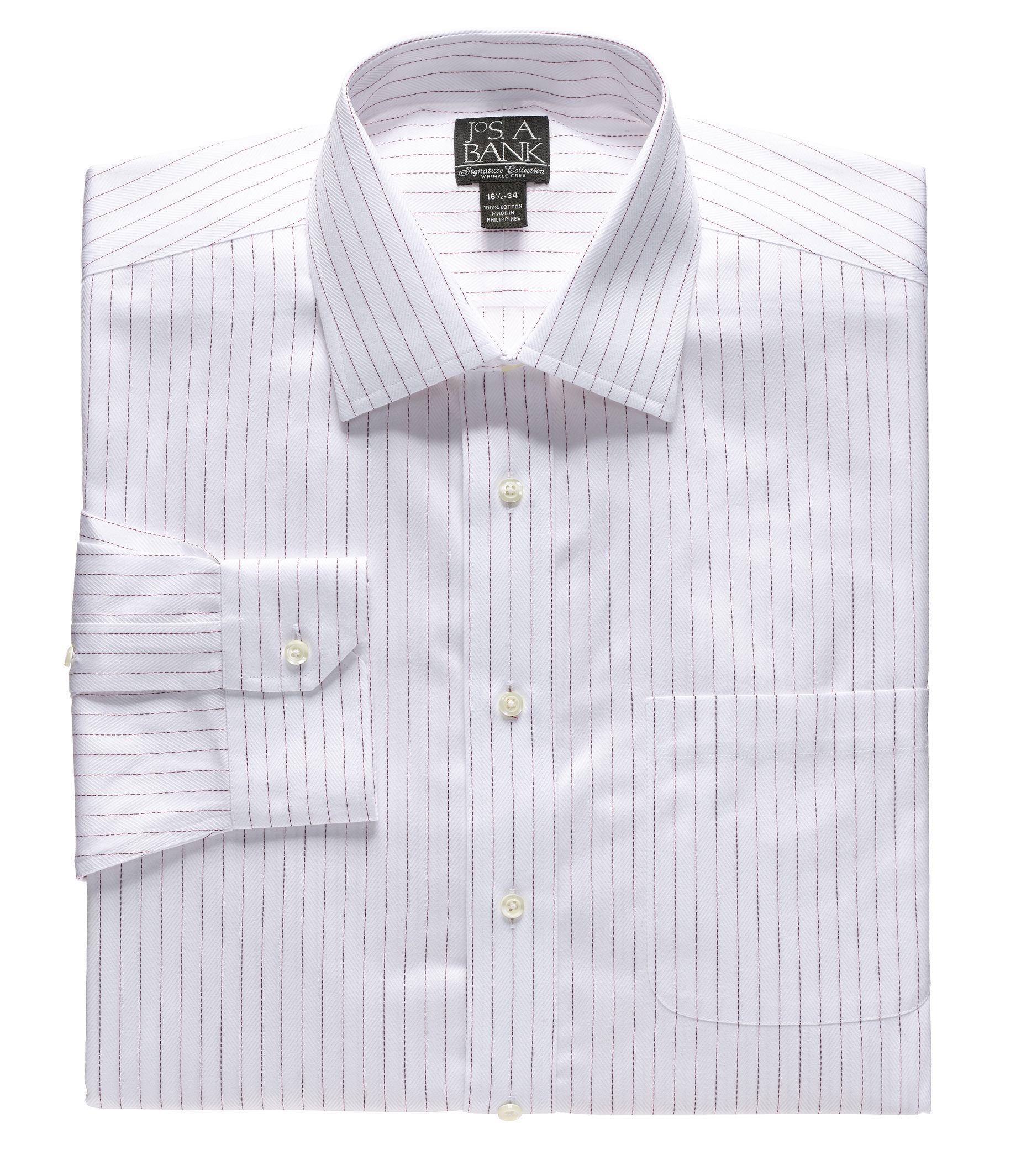 Signature Spread Collar Miltered Barrell Cuff Stripe Dress Shirt