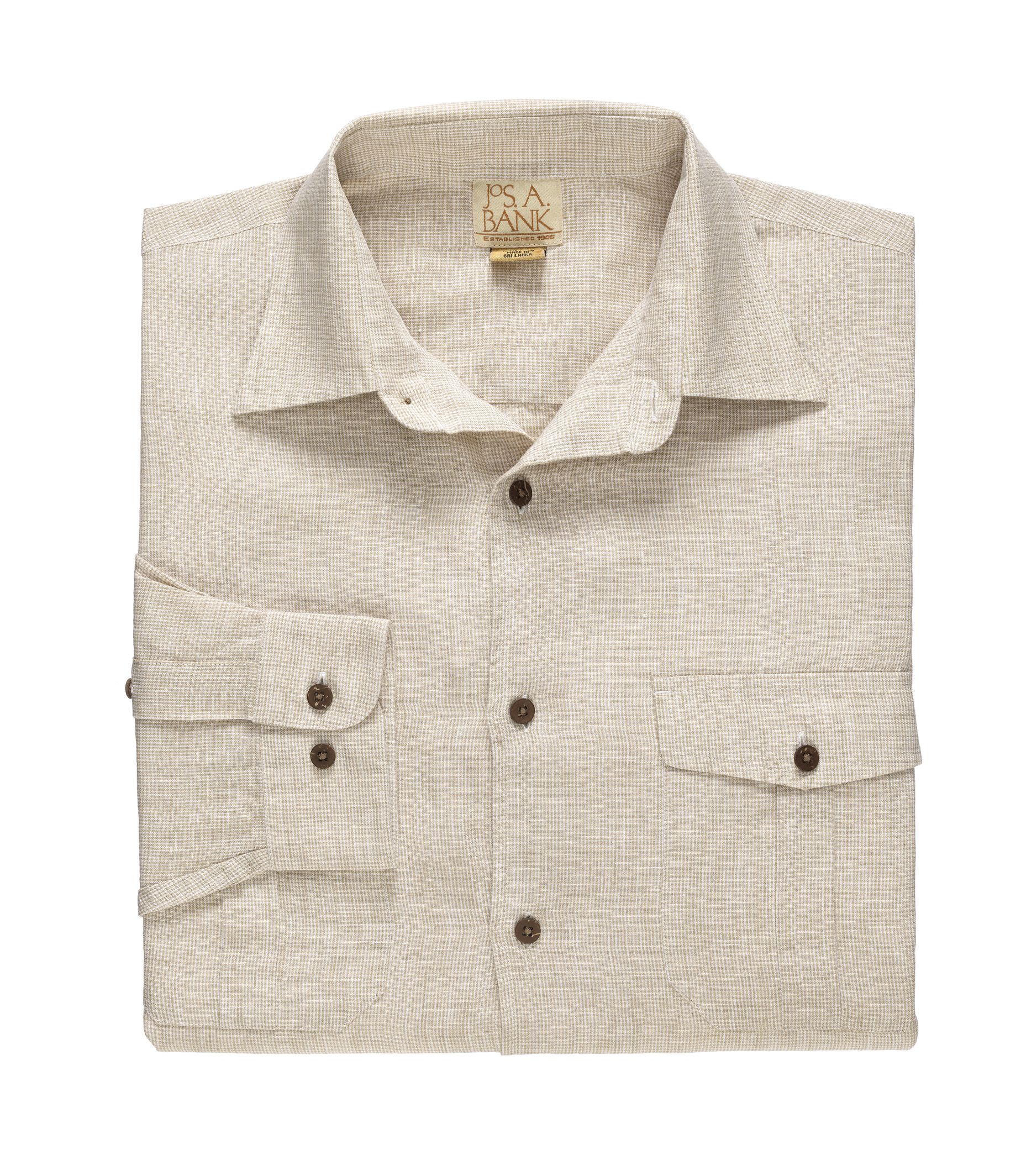 VIP Long Sleeve Point Collar Linen Sportshirt - Big or Tall