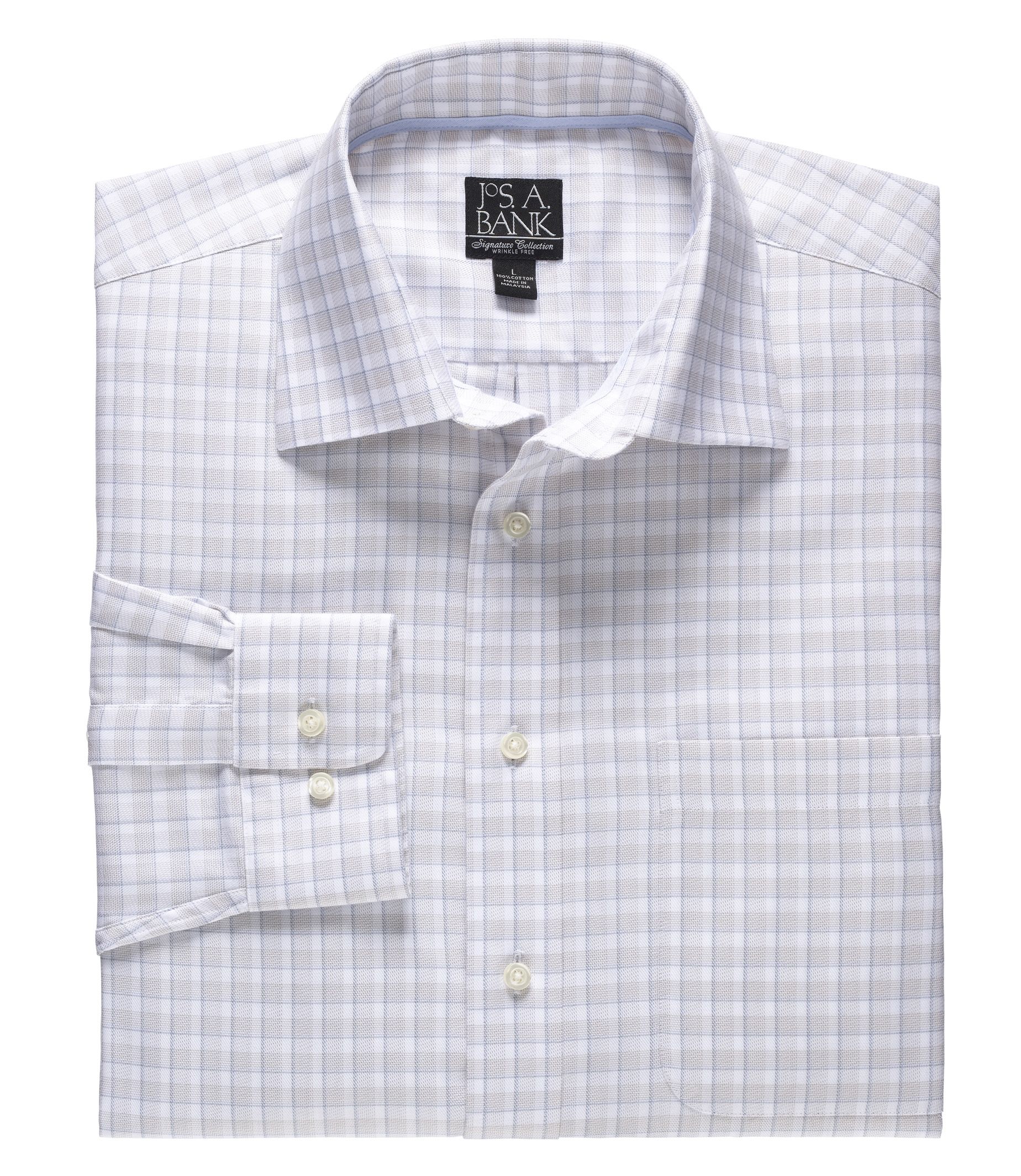 Signature Long-Sleeve Wrinkle-Free Cotton Spread Collar Sportshirt