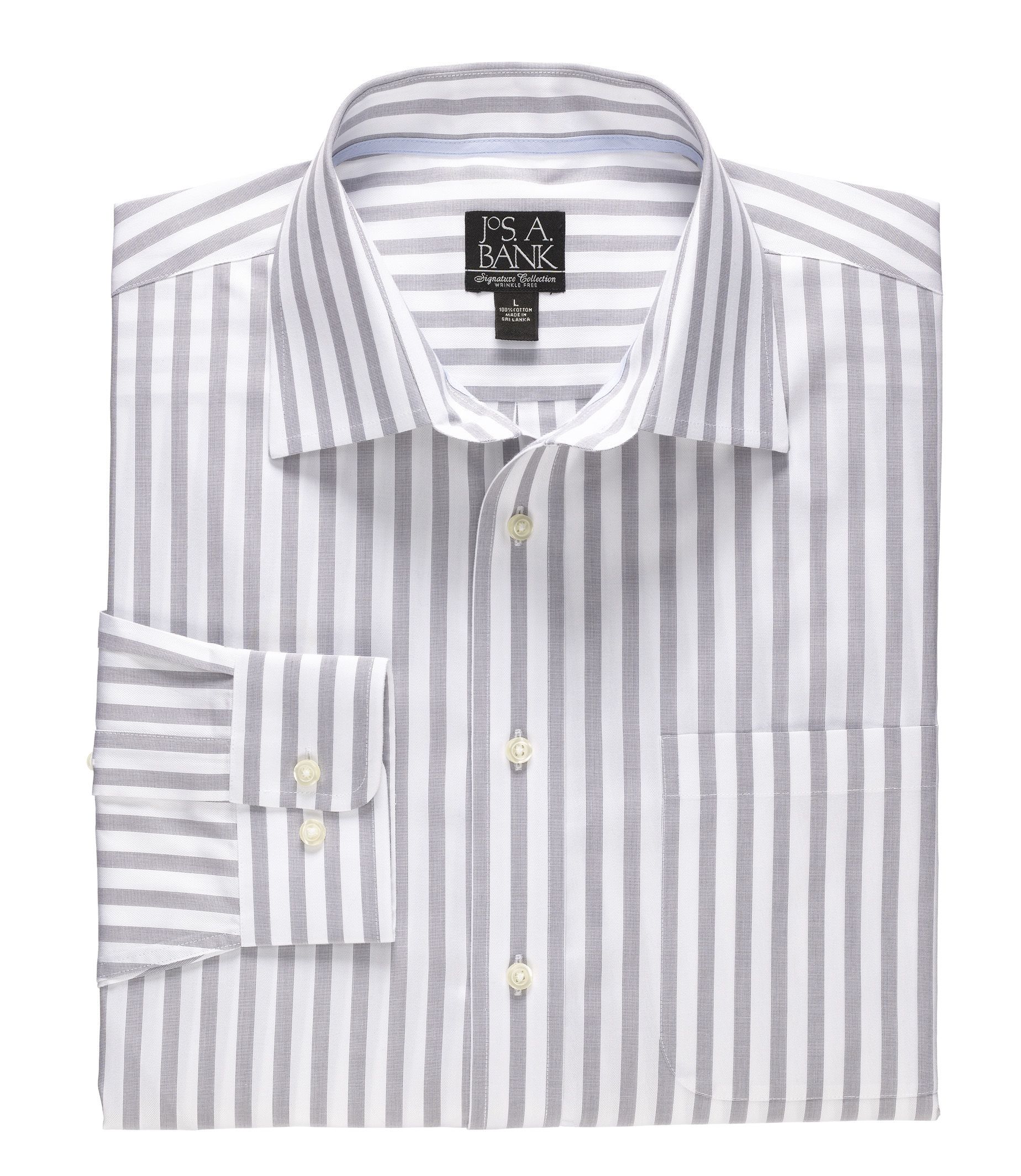 Signature Long-Sleeve Wrinkle-Free Cotton Spread Collar Sportshirt