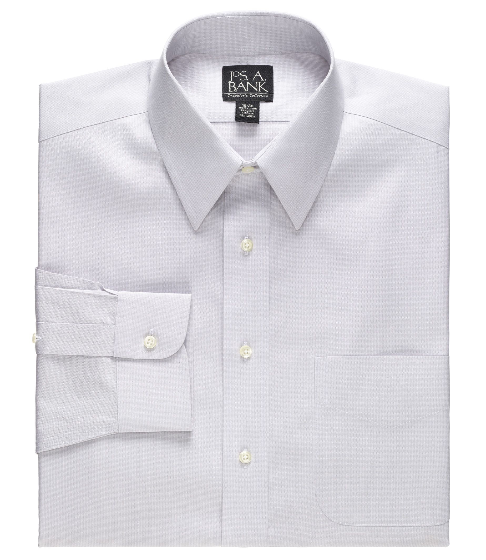 Traveler Tailored Fit Point Collar Pale Microcheck Dress Shirt