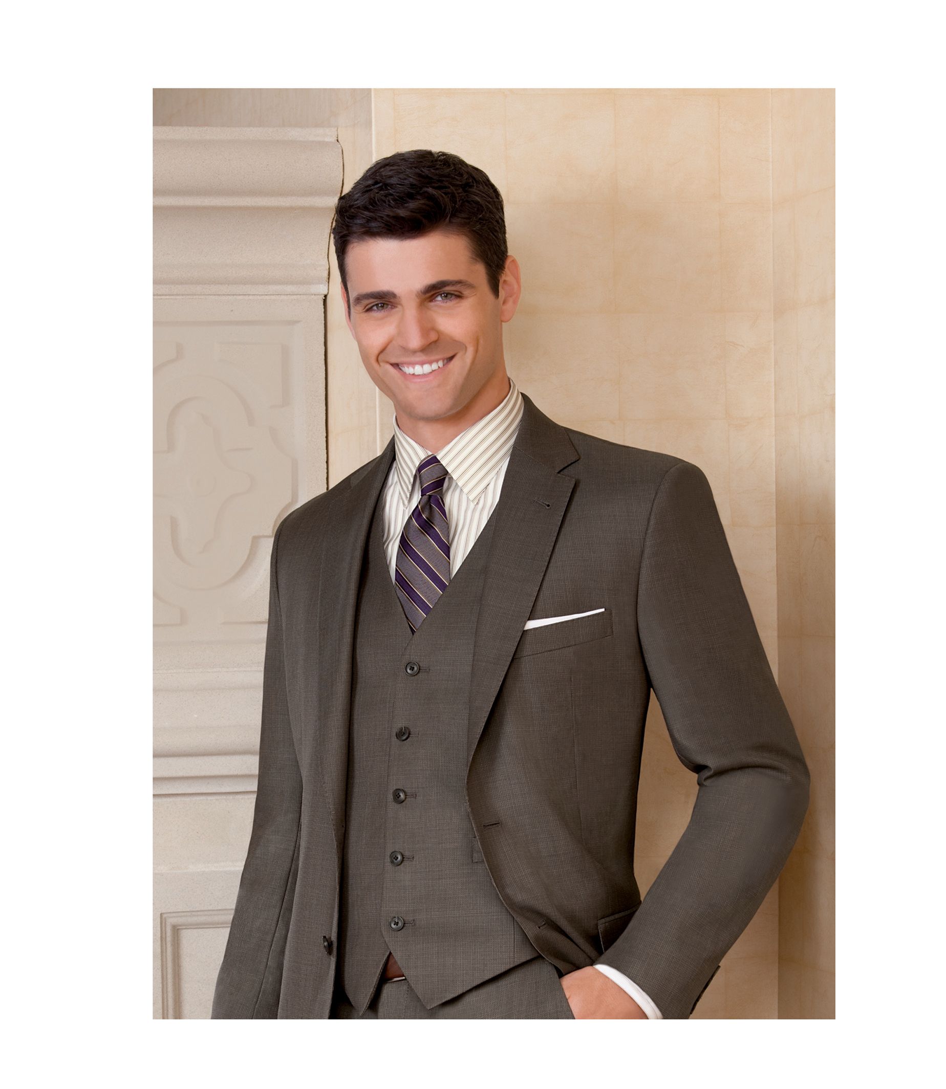 Joseph 2 Button Wool Vested Suit with Pleated Front Trousers