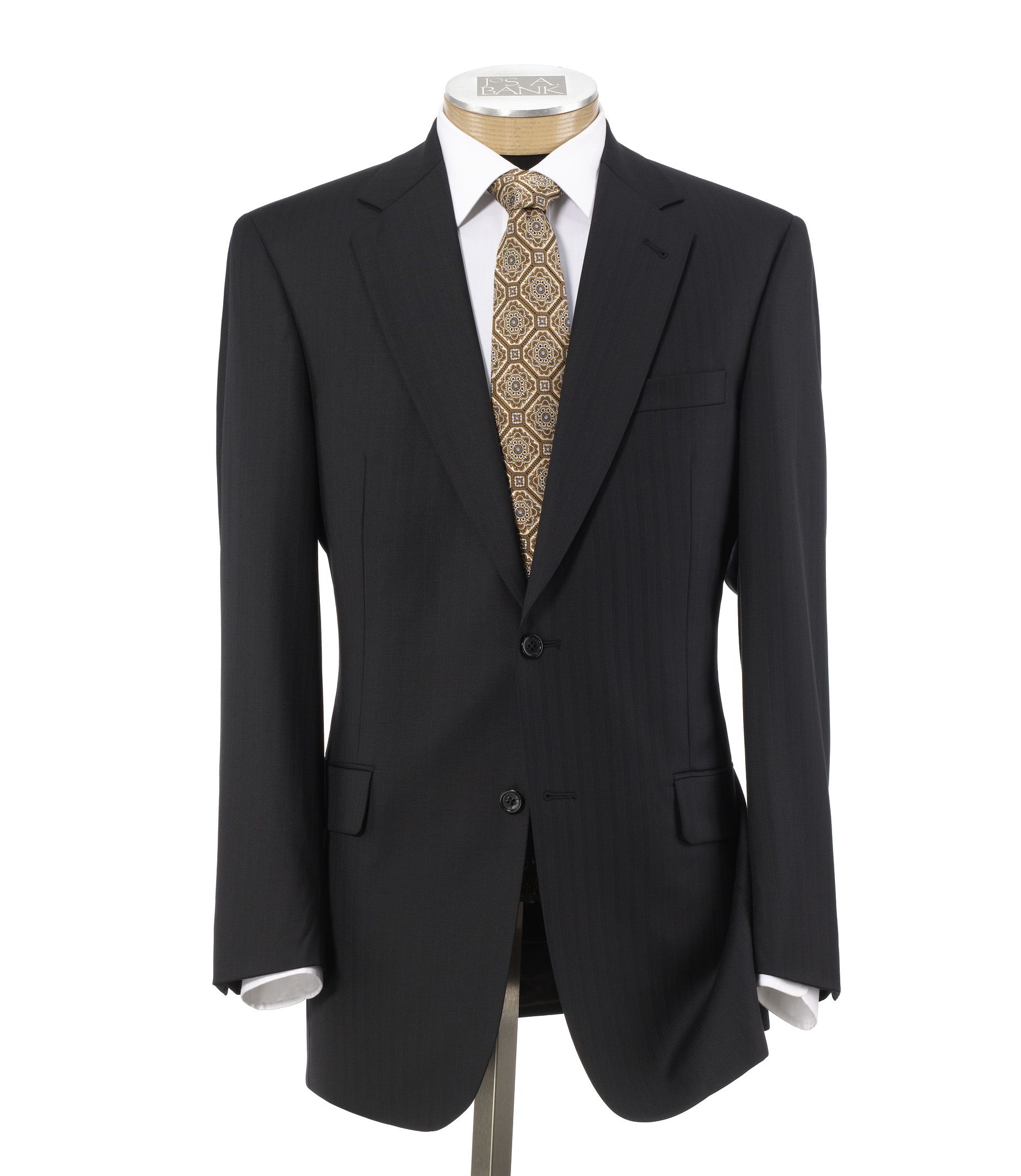 Signature 2-Button Wool Pattern Suit with Pleated Trousers Extended Sizes