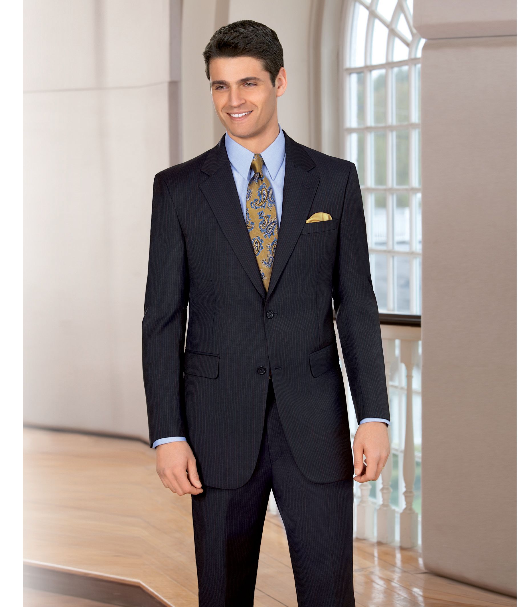 Executive 2button Wool Suit With Pleated Trousers Sizes 44 Xlong52