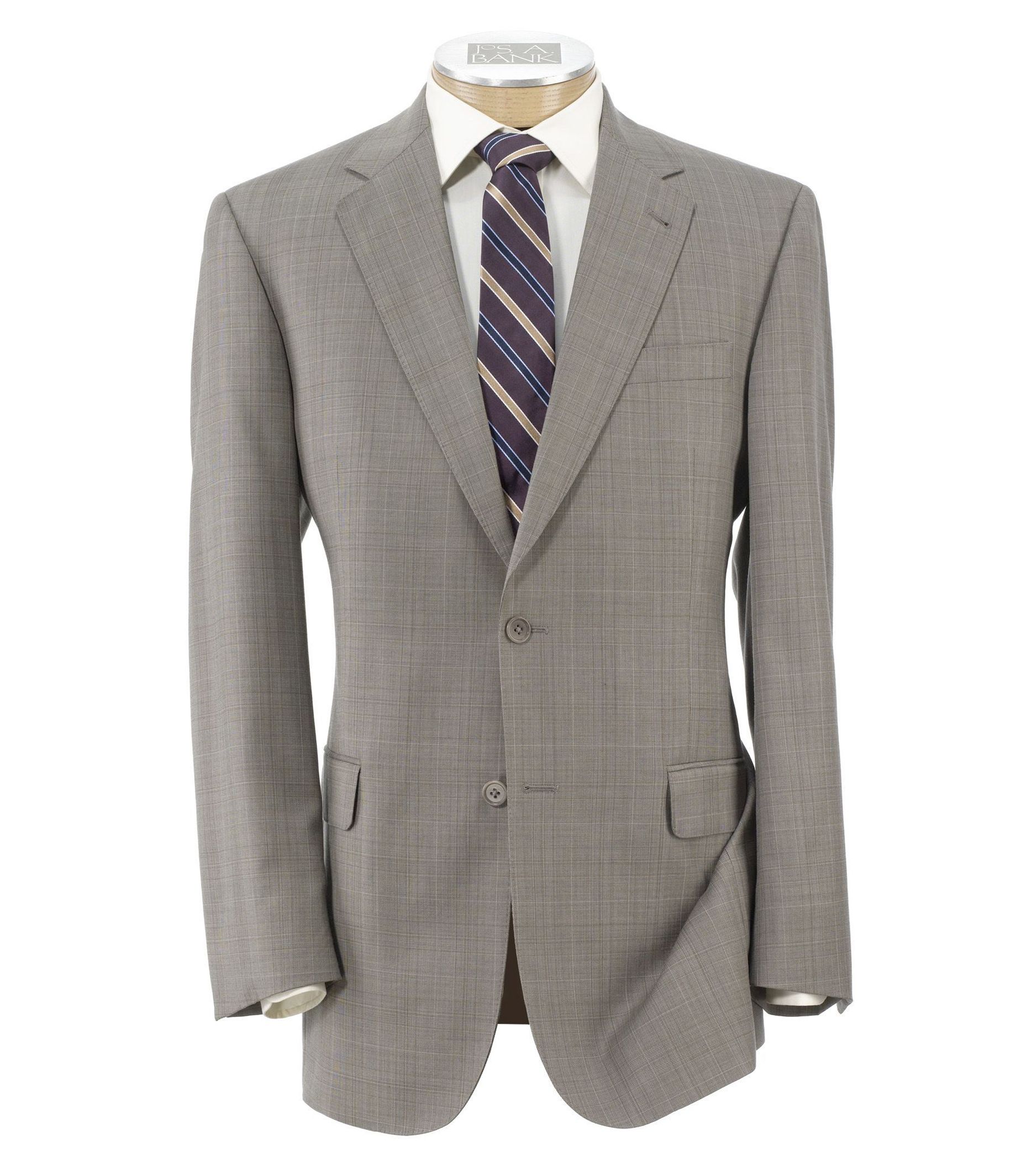 Signature Gold 2-Button Wool Suit- Tan Plaid