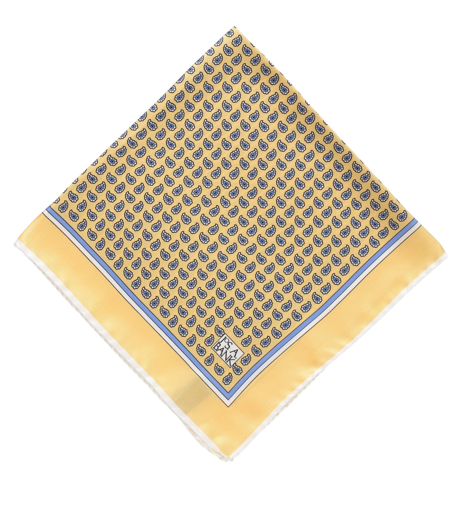Tear Drop Paisley Pocket Square- Yellow