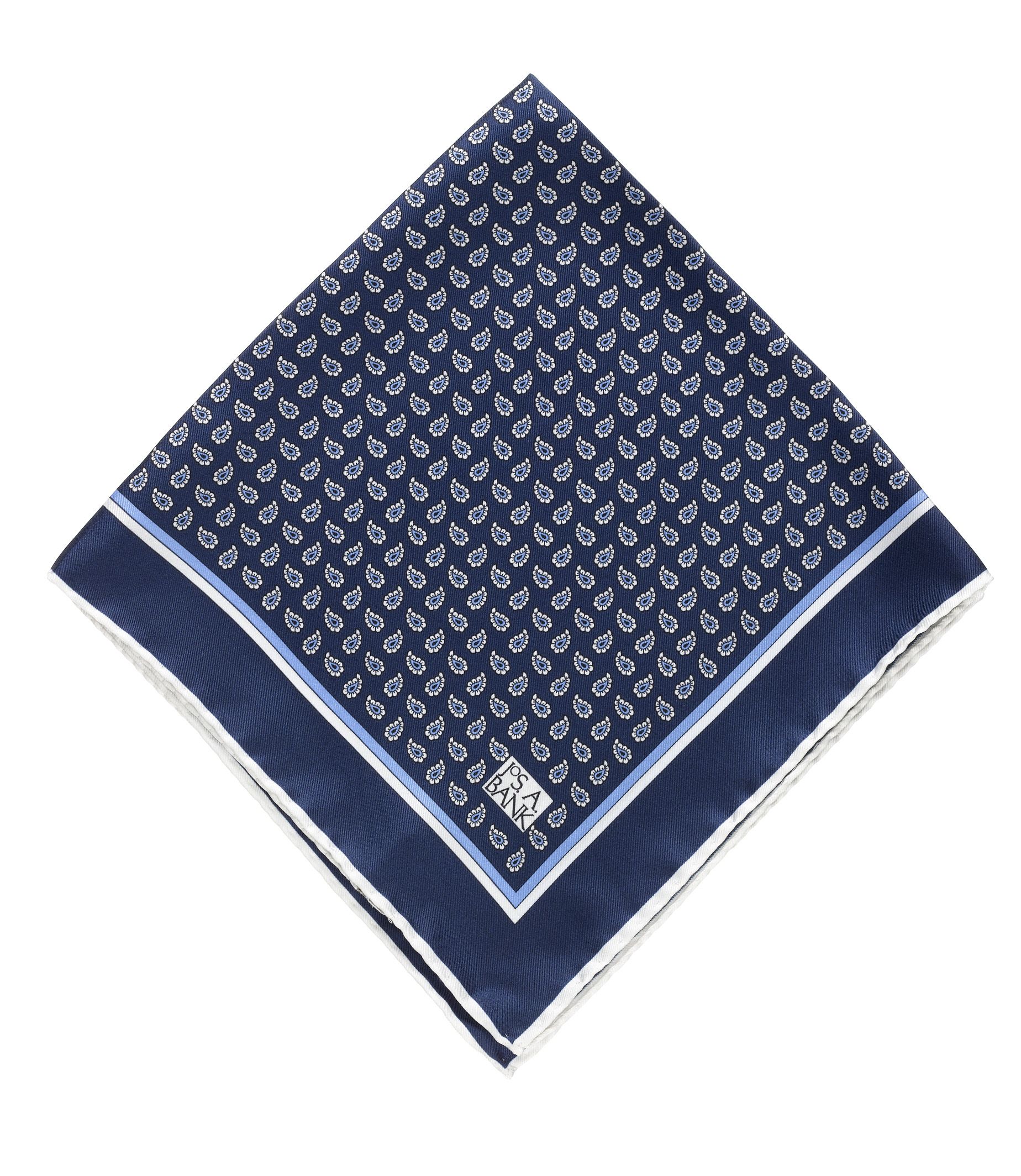 Tear Drop Paisley Pocket Square- Navy