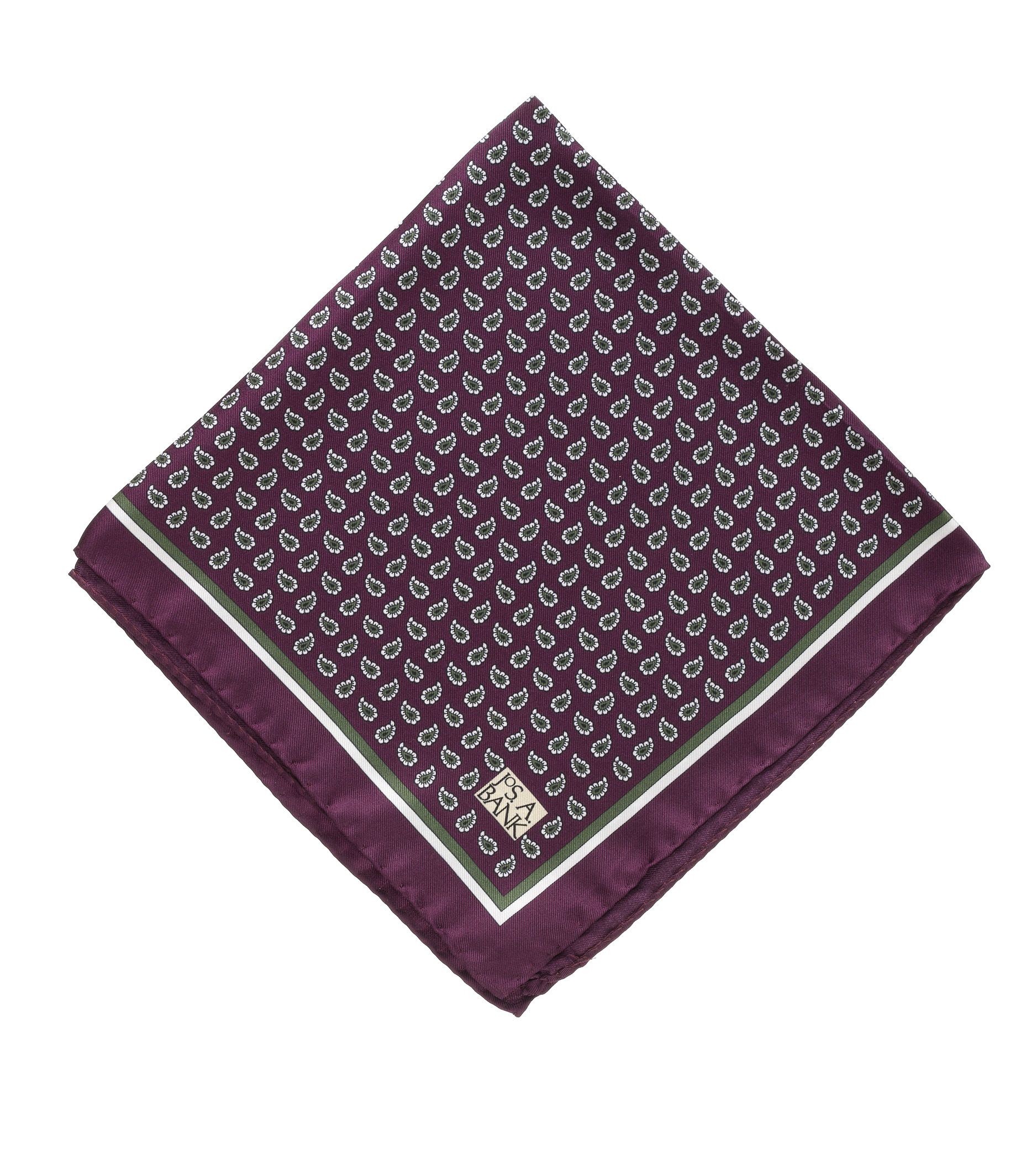 Tear Drop Paisley Pocket Square- Plum