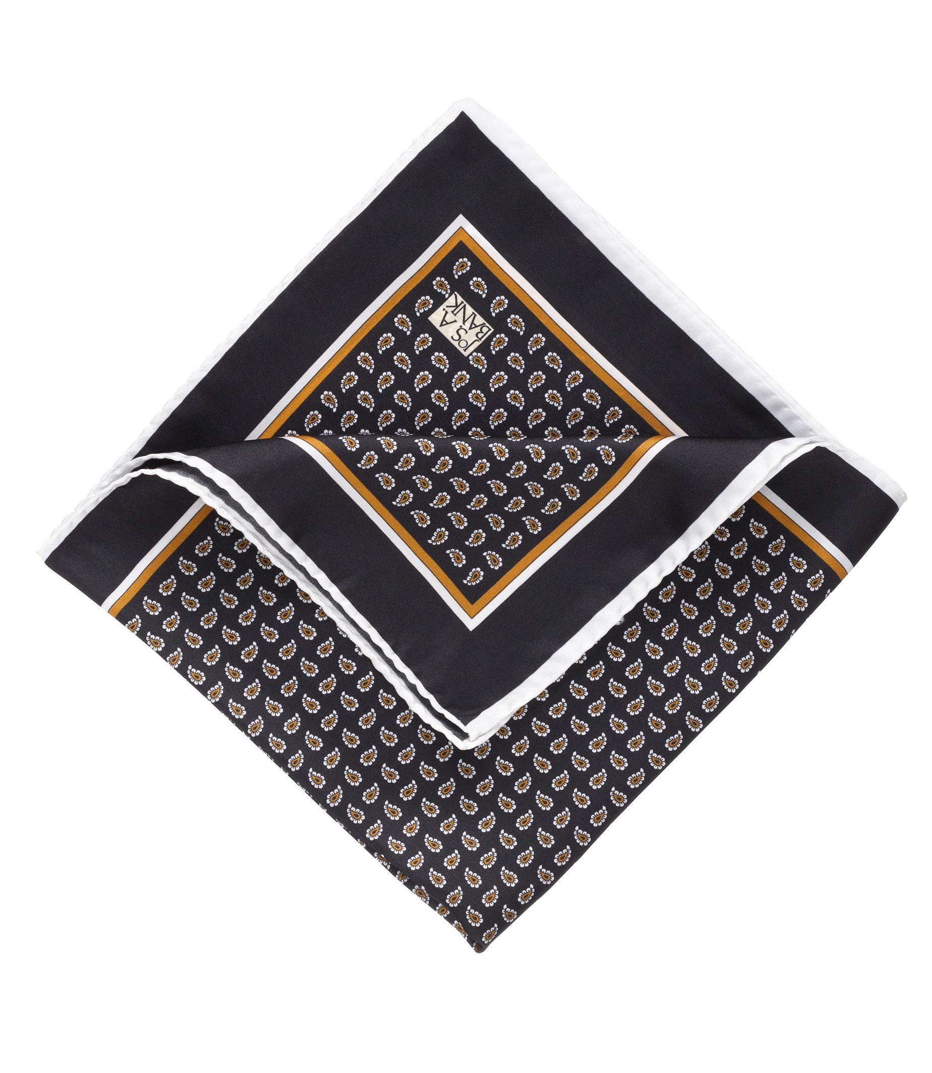Tear Drop Paisley Pocket Square- Black/Rust
