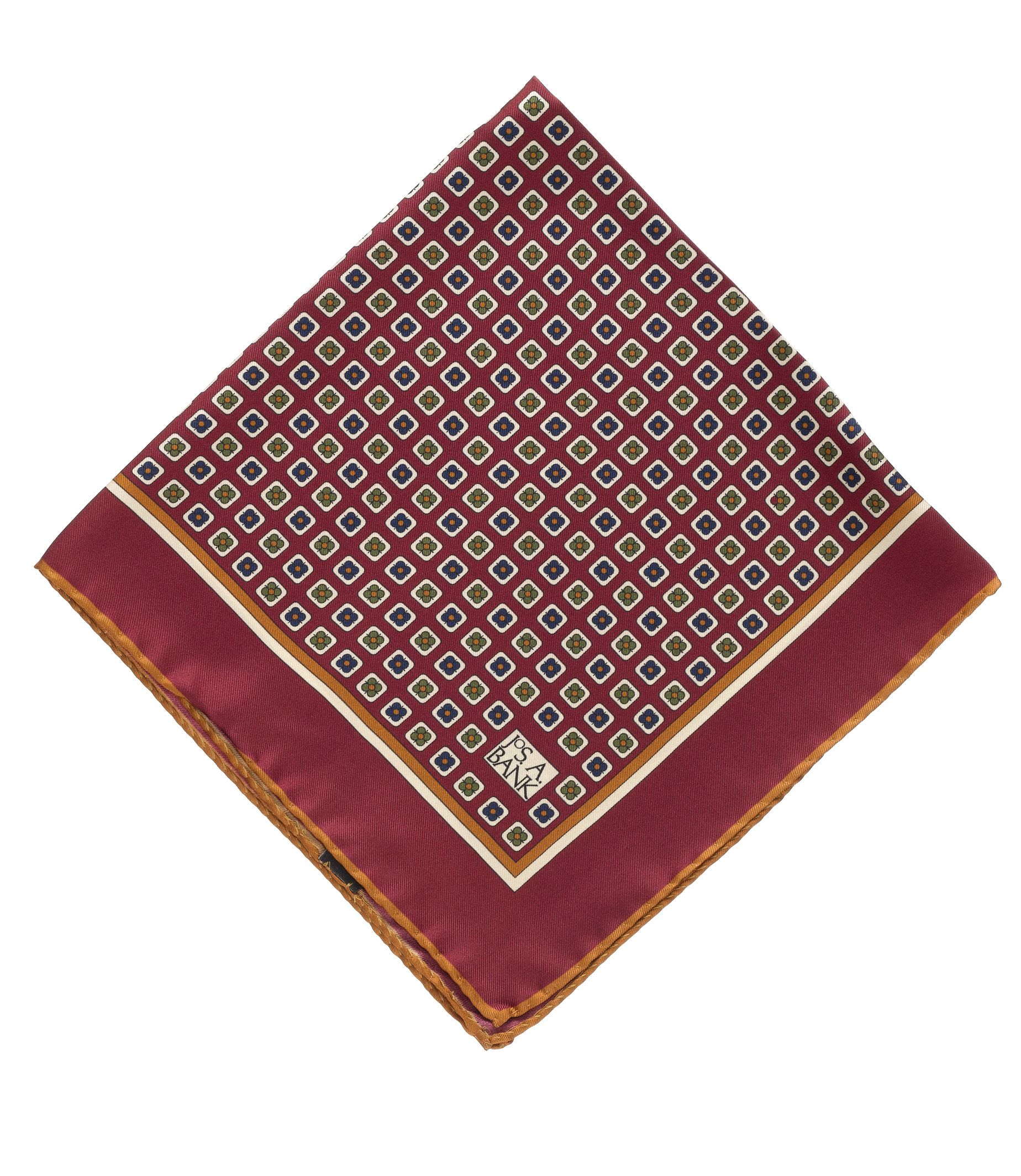 Floral Block Pocket Square- Red